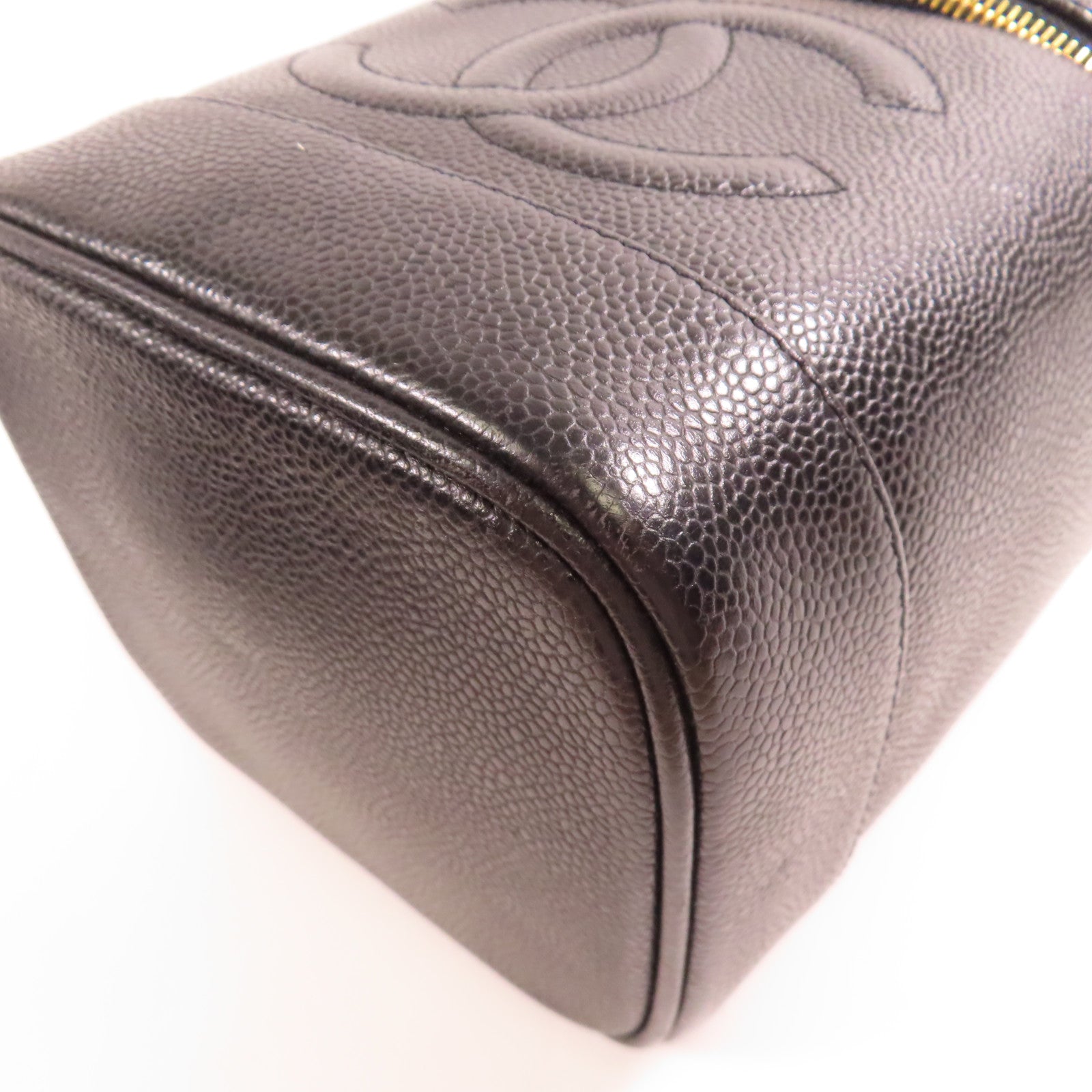 CHANEL 牛皮皮革Vanity金扣手挽袋