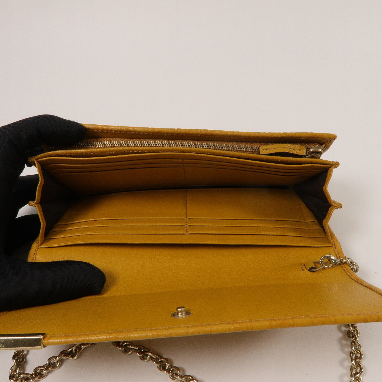 GUCCI 牛皮皮革Pouch Long wallet鏈帶肩背袋