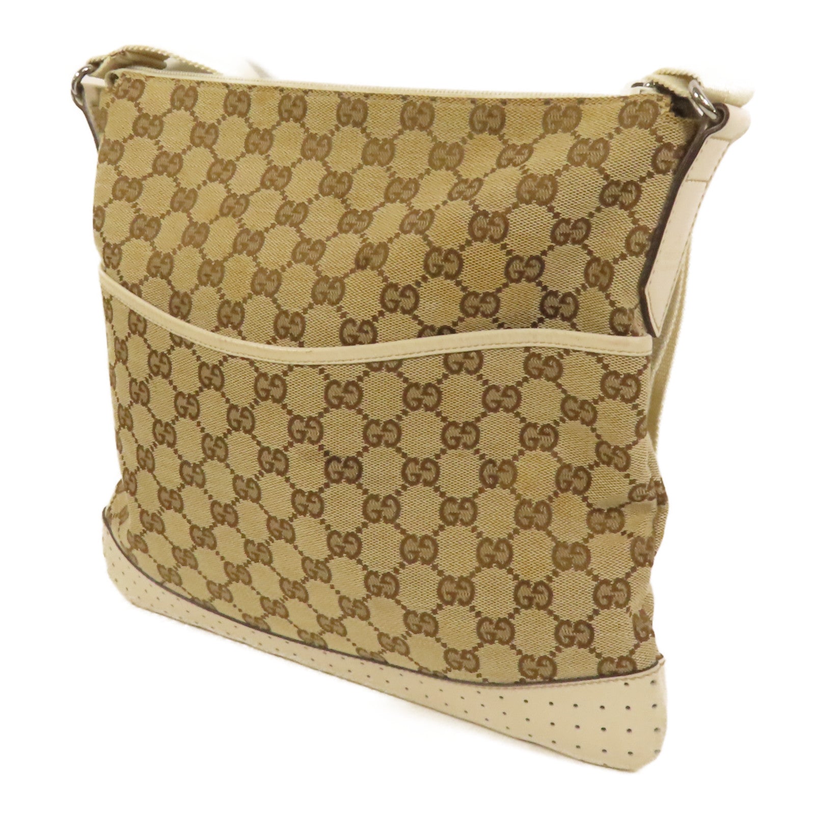 GUCCI 帆布Shoulder Bag銀扣肩背袋