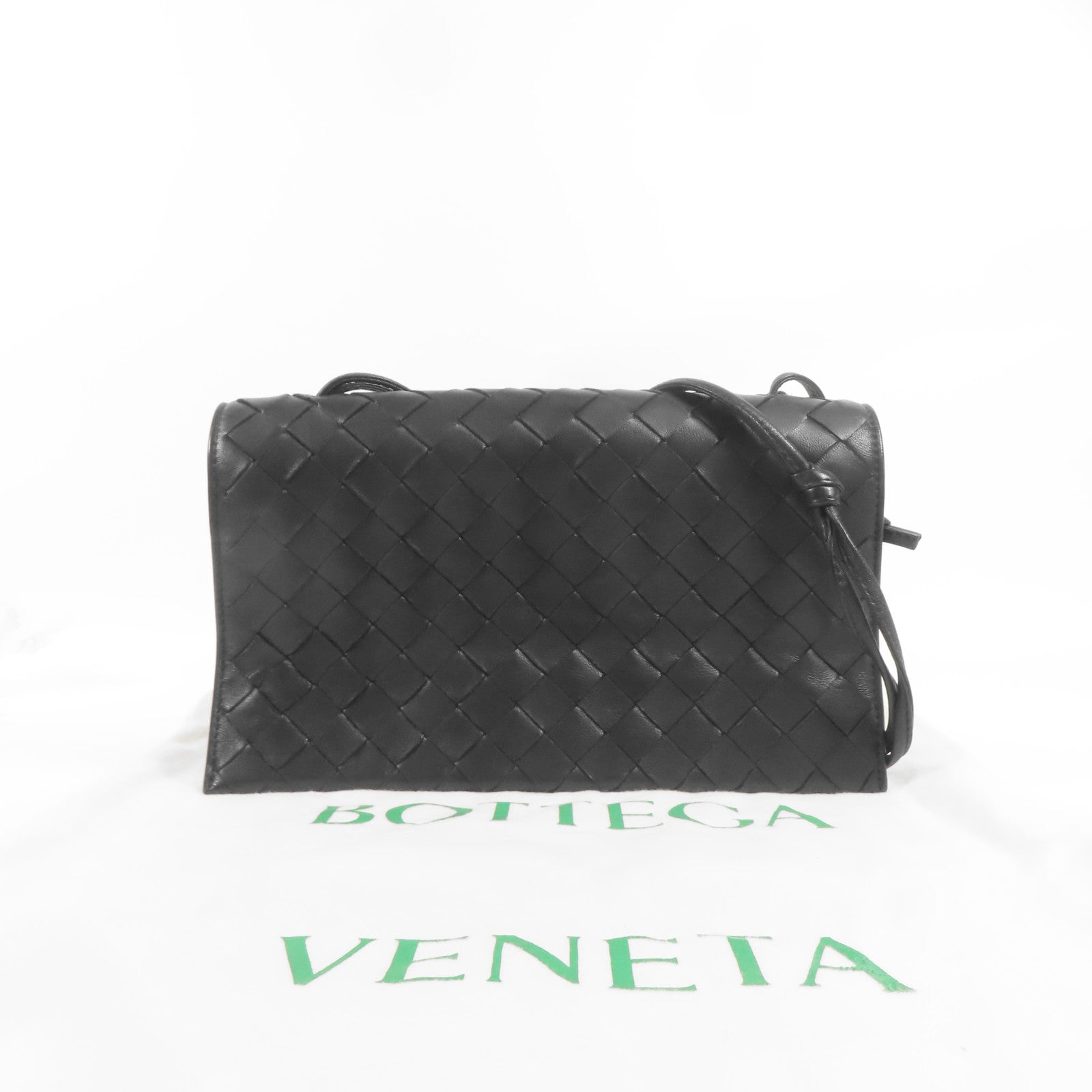 BOTTEGA VENETA 【激減優惠】羊皮皮革Intrecciato Flap金扣肩背袋