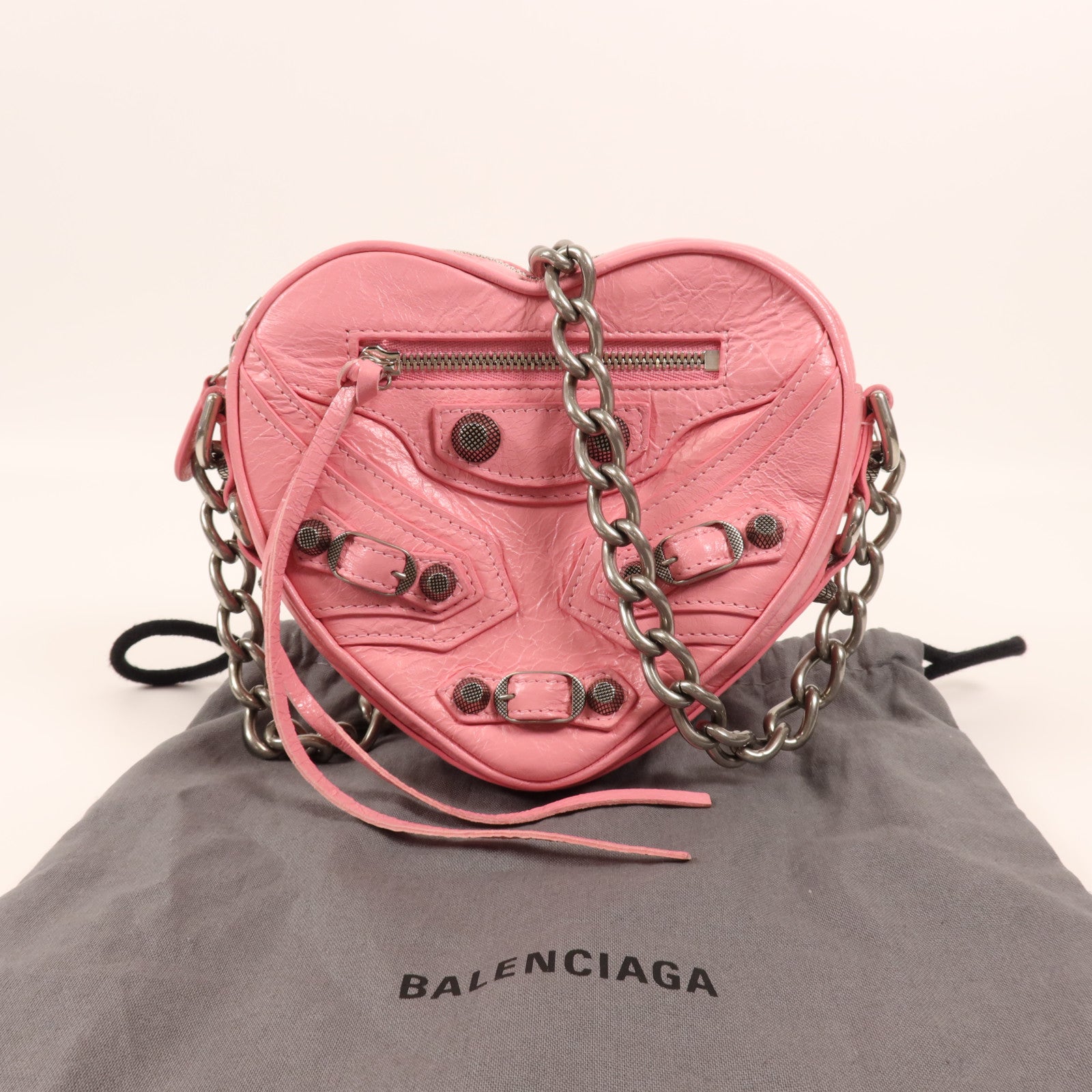 BALENCIAGA 牛皮皮革Chain Shoulder銀扣鏈帶肩背袋