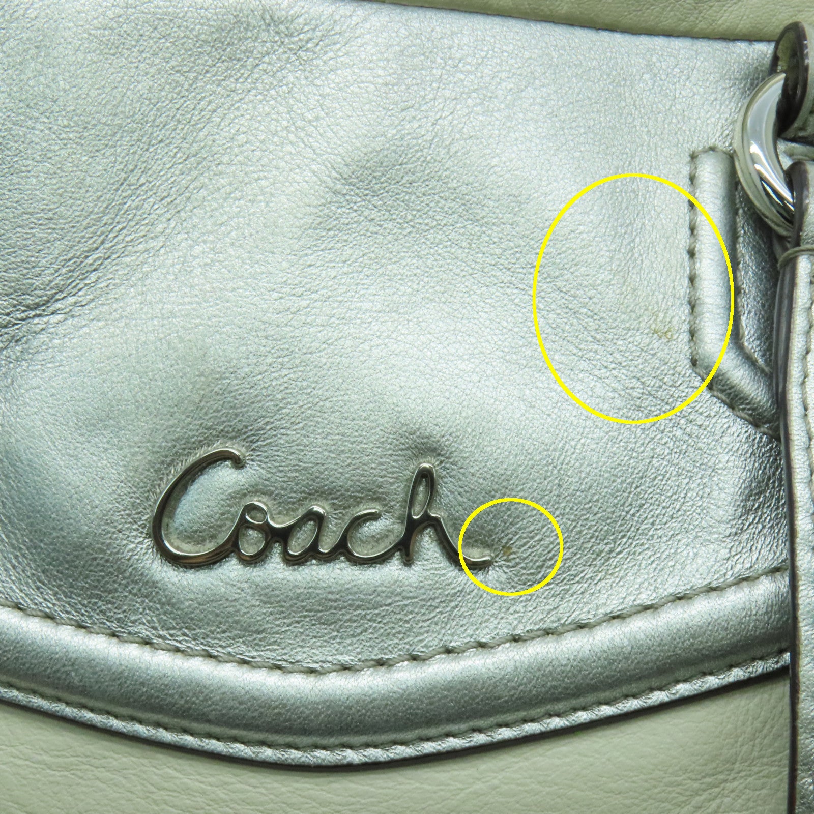 COACH 【清倉大減價】牛皮皮革2 Way Shoulder銀扣手挽肩背兩用袋白色