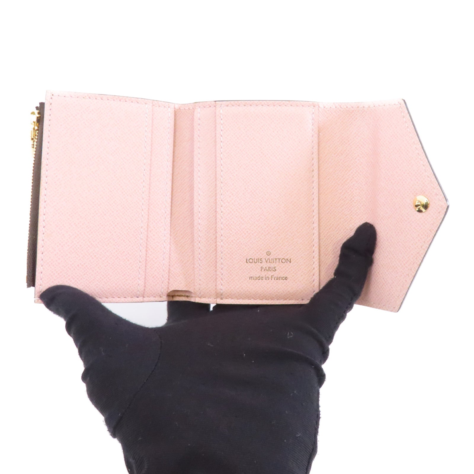 LOUIS VUITTON Monogram Zoe Wallet金扣錢包啡色/粉紅色