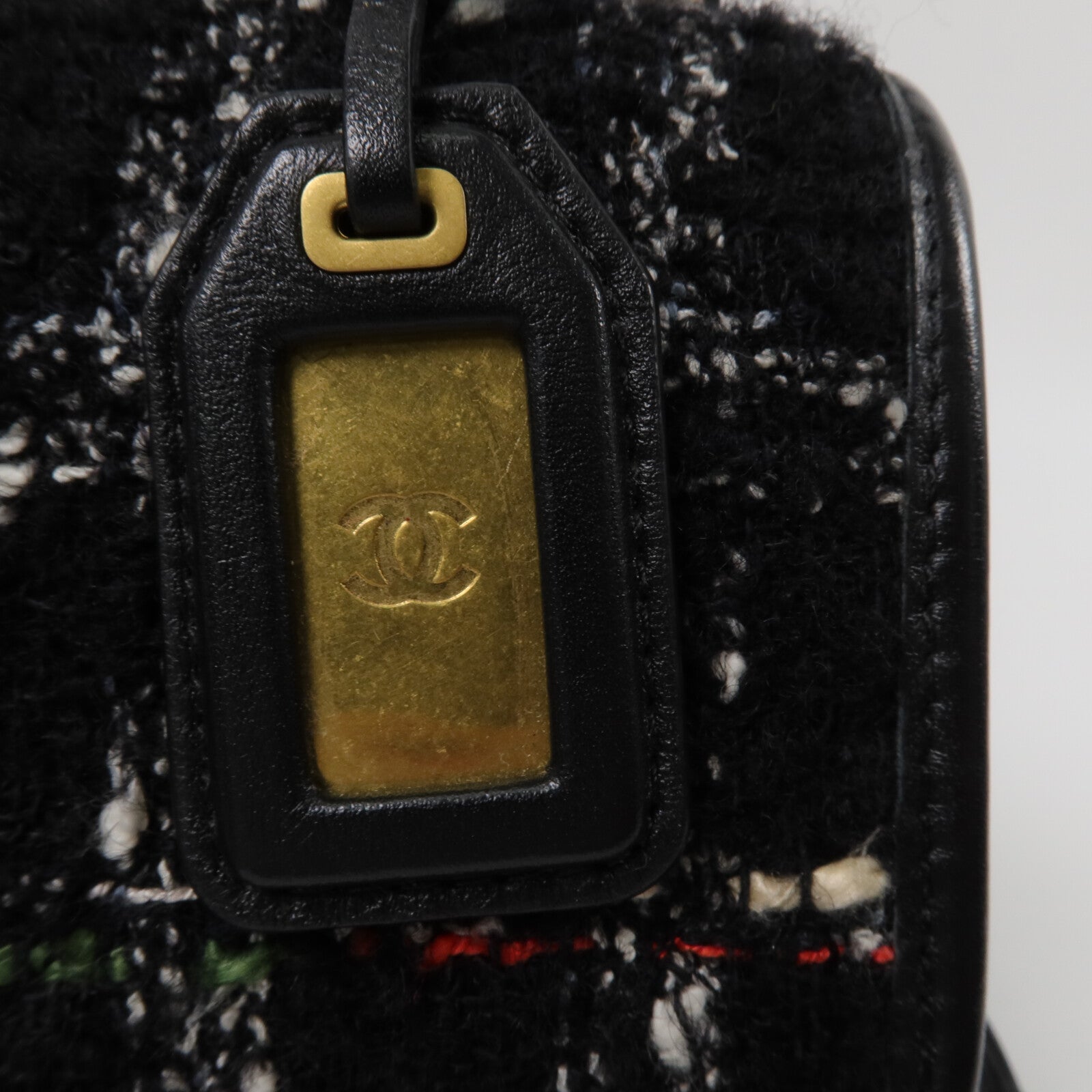 CHANEL Tweed/牛皮皮革Top Handle Flap Bag鏈帶手挽肩背兩用袋