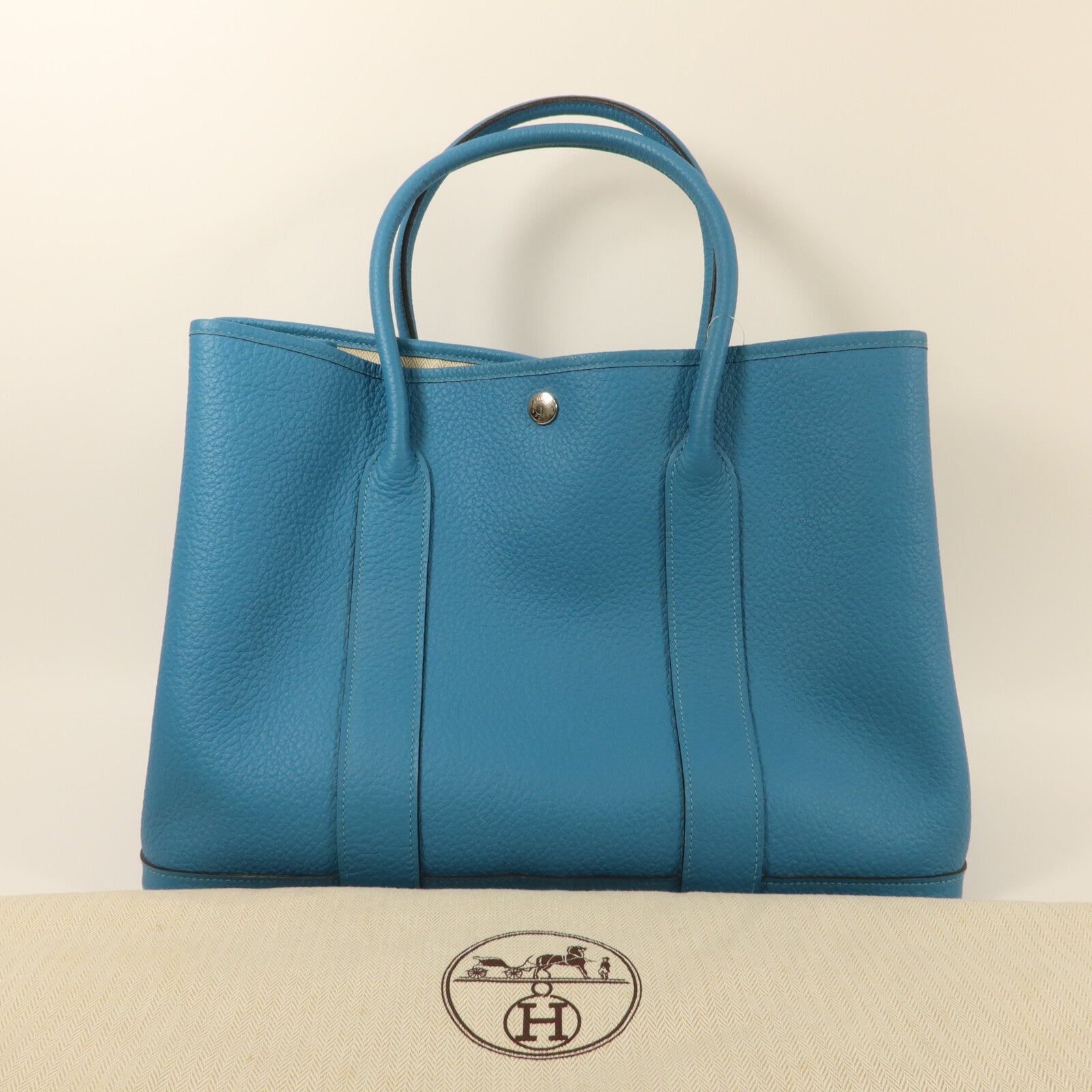 HERMES Negonda皮革Garden Party TPM手挽袋Turquoise