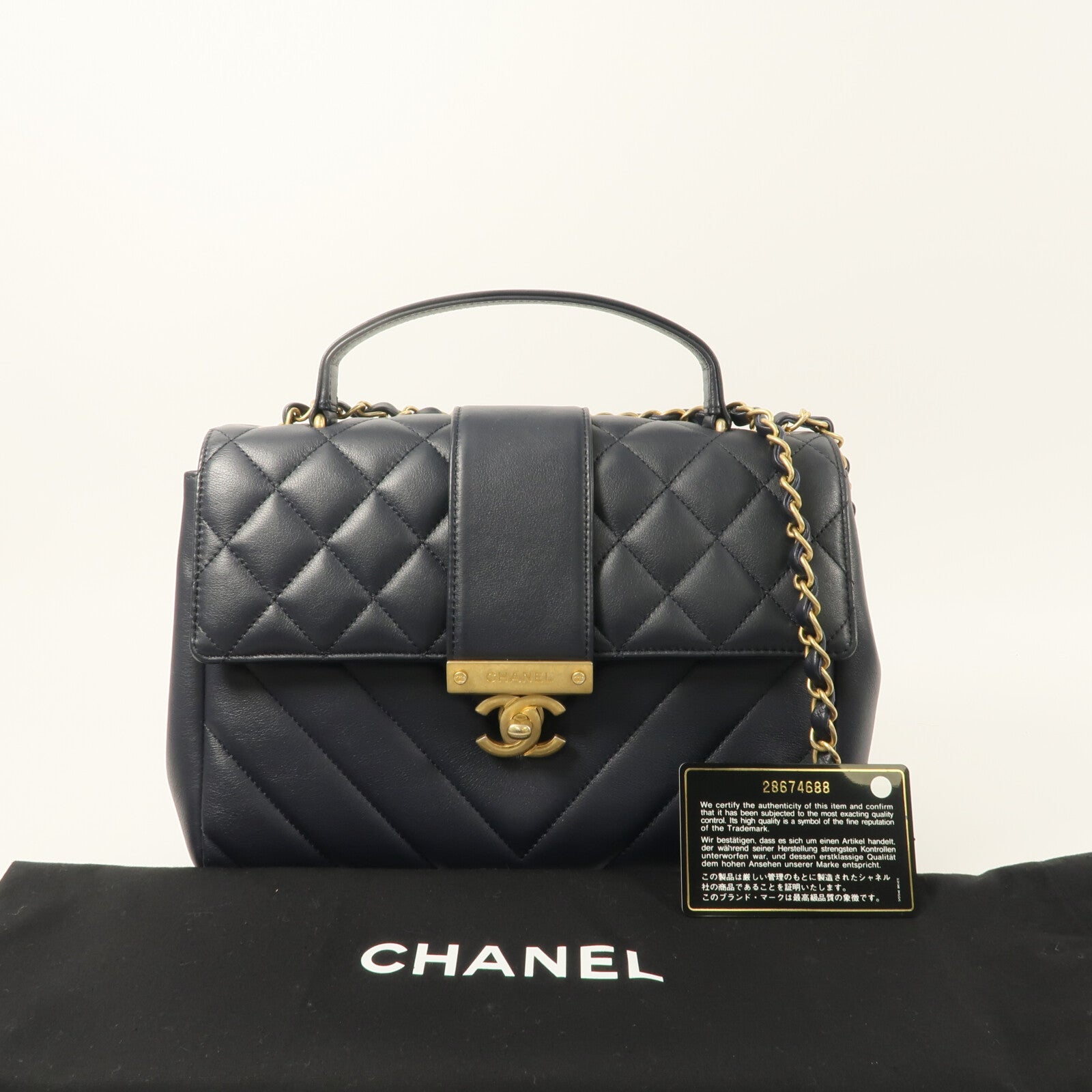 CHANEL 羊皮皮革Chain Shoulder With Handle鏈帶手挽肩背兩用袋