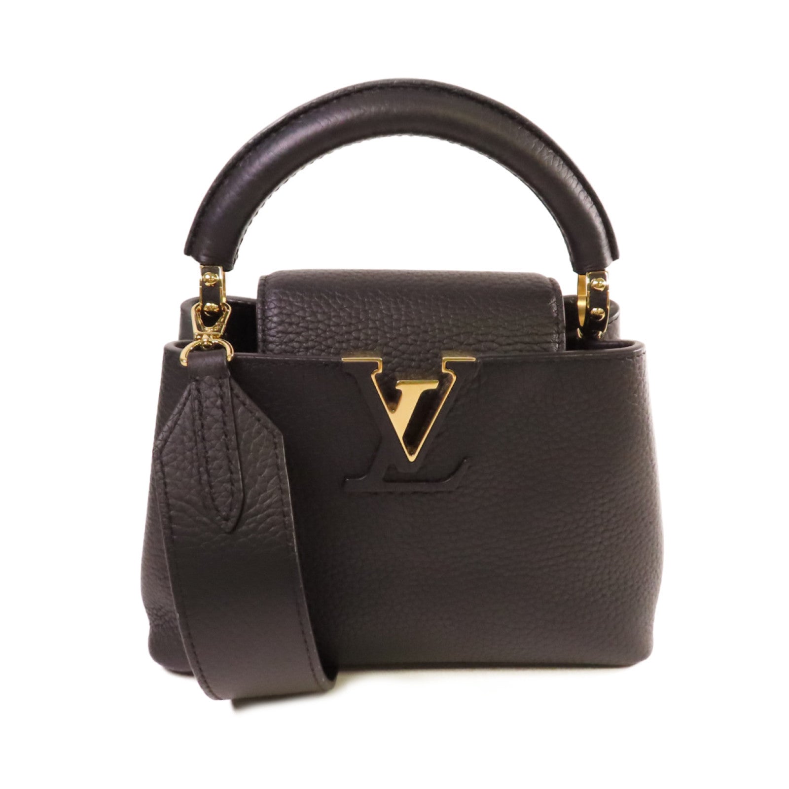 LOUIS VUITTON 【激減優惠】Taurillon Leather Capucines Mini 2Way Shoulder Bag金扣手挽肩背兩用袋黑色