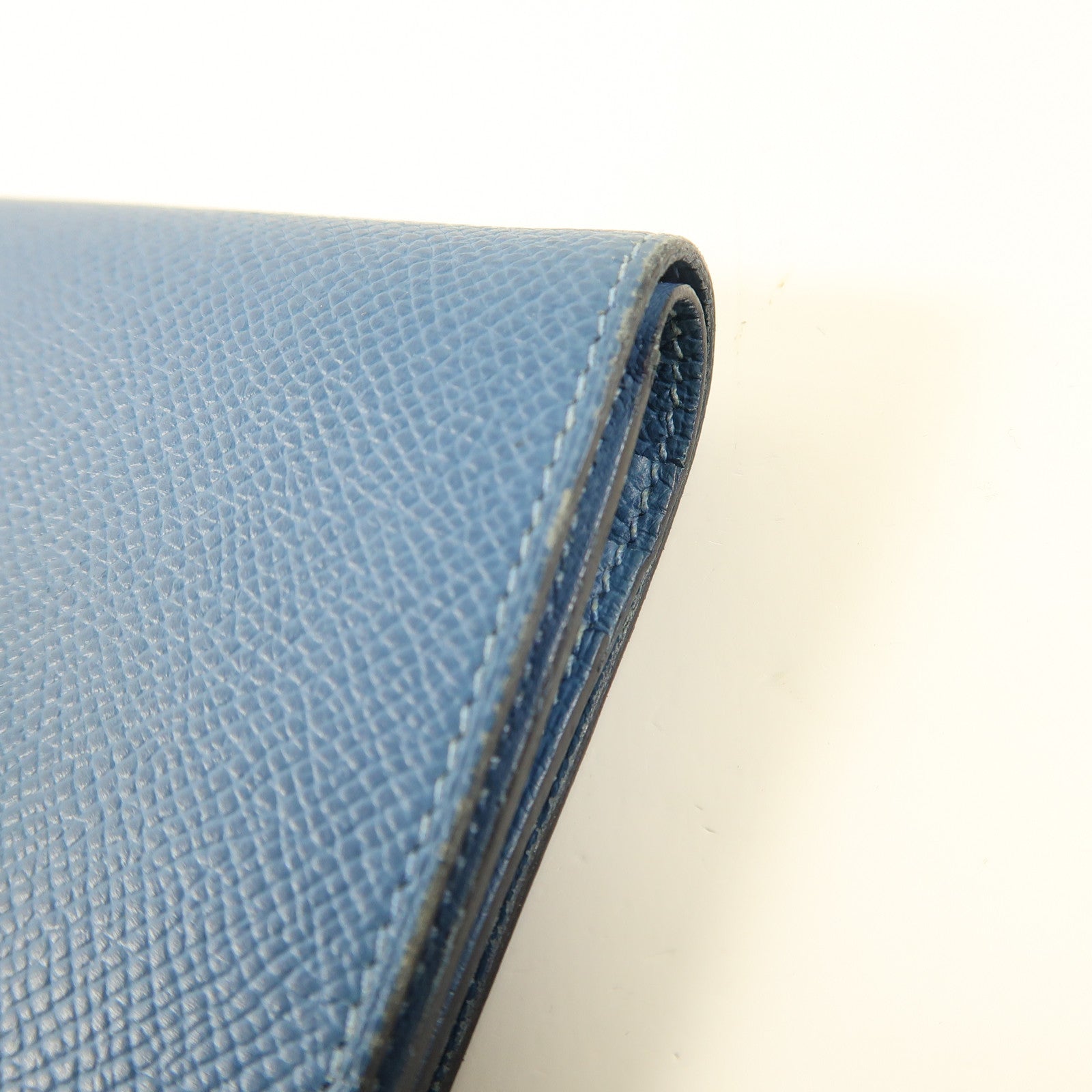 HERMES Epsom皮革Bearn Compant Wallet金扣錢包7R Bleu Azur