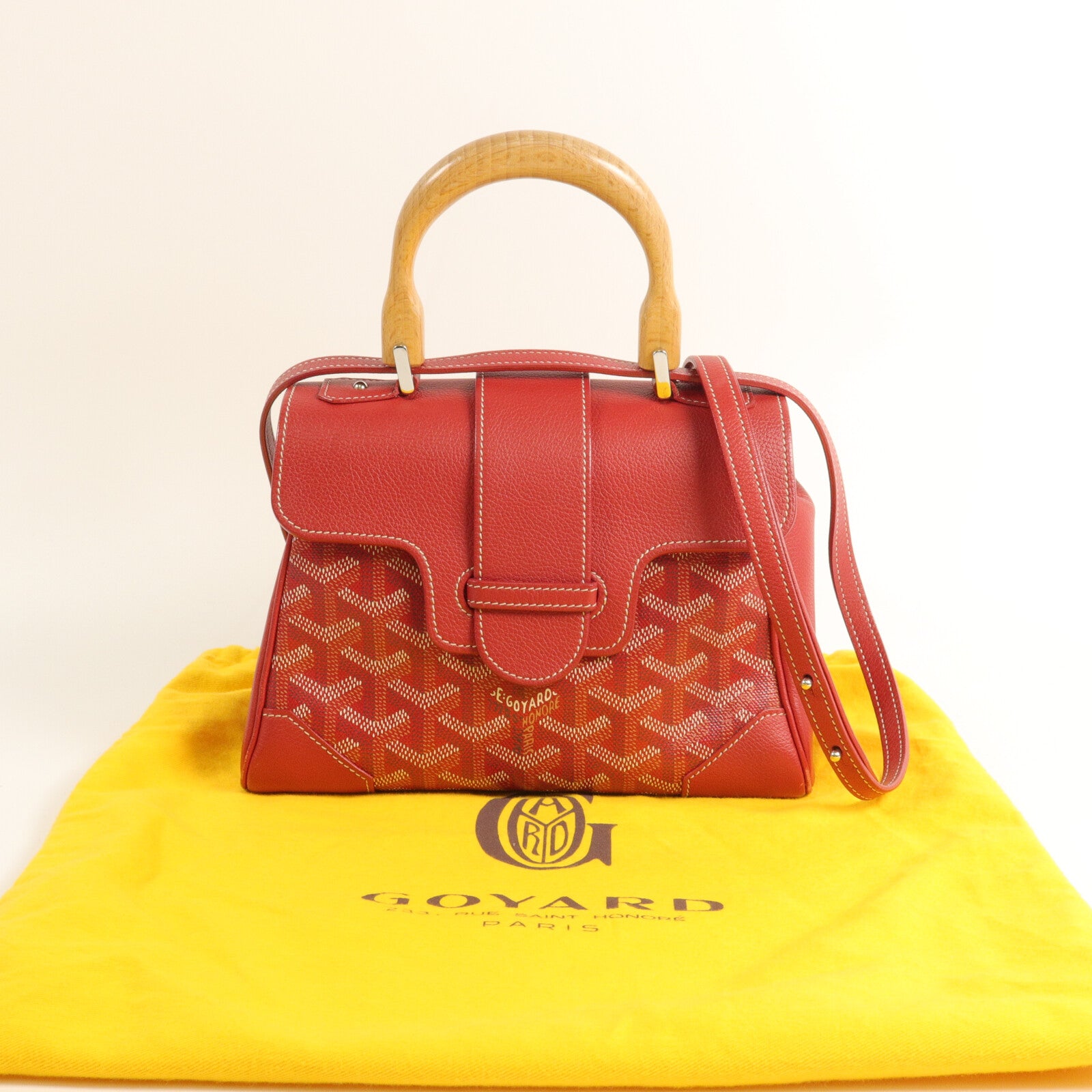 GOYARD 塗層帆布/牛皮皮革Saigon PM手挽肩背兩用袋