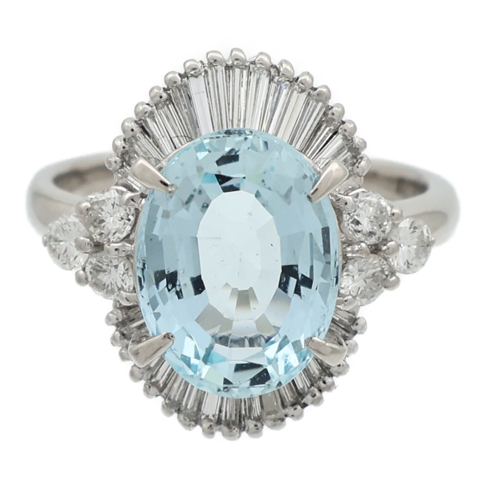 JEWELRY PT900鉑金Aquamarine Ring海藍寶石/鑽石戒指