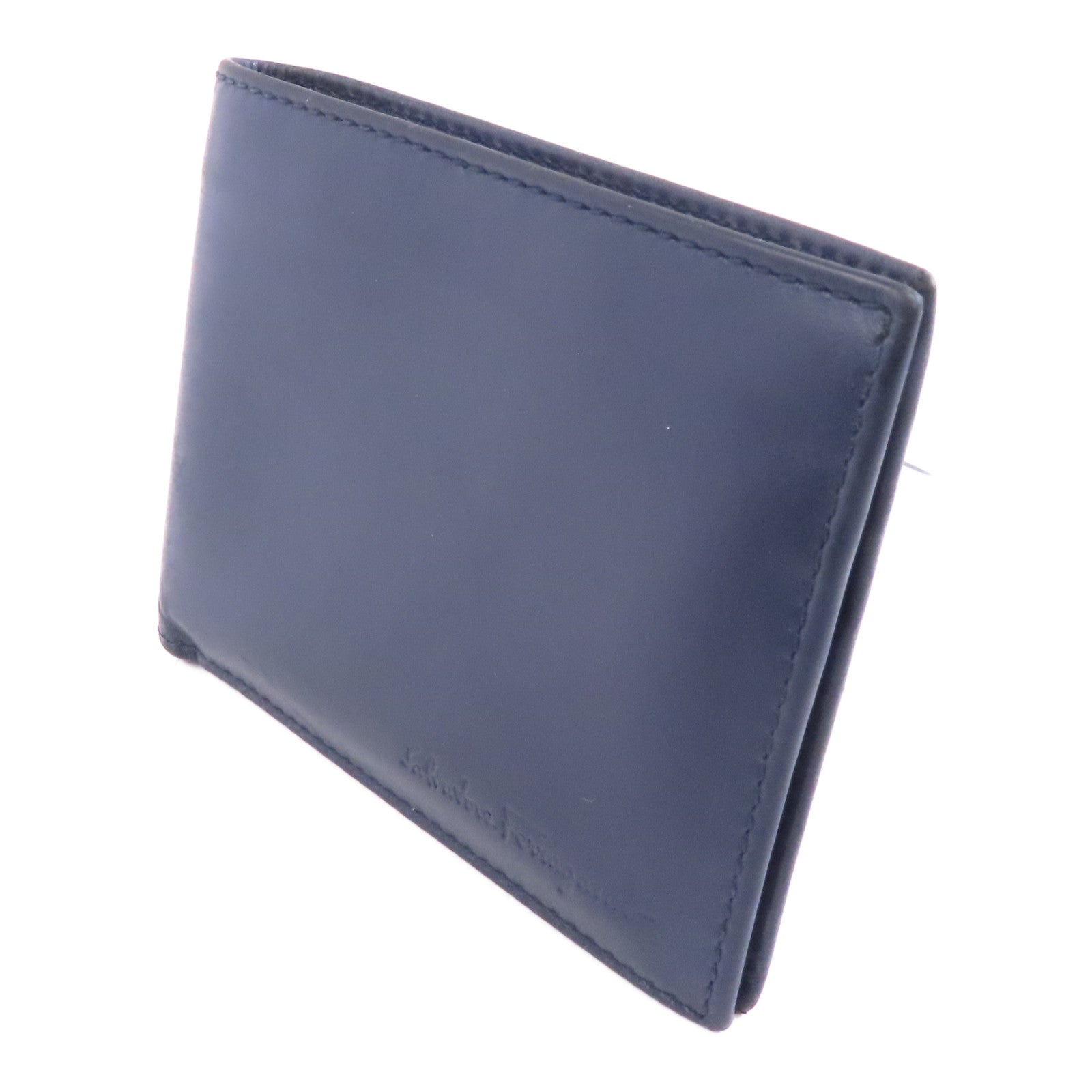 Salvatore Ferragamo 【激減優惠】牛皮皮革Wallet錢包藍色