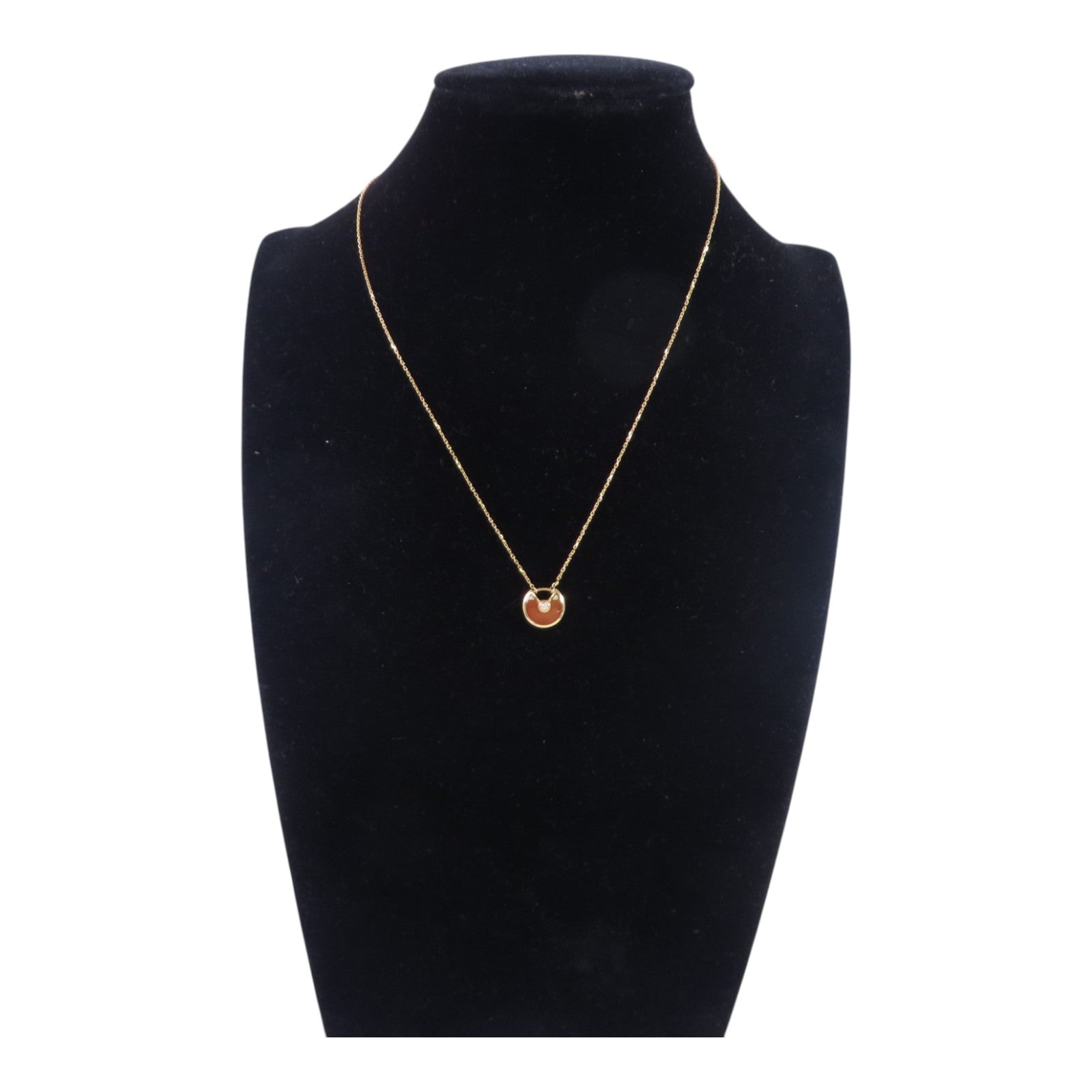 CARTIER 18K玫瑰金/紅玉髓/鑽石Amulette De Cartier Carnelian Diamond Nacklace項鏈