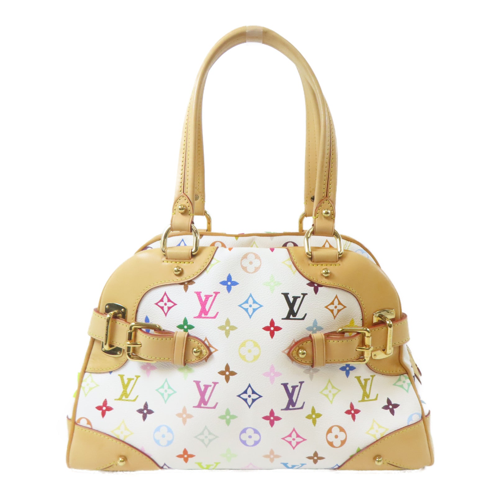 LOUIS VUITTON Monogram Multicolore Claudia金扣肩背袋白色/彩色