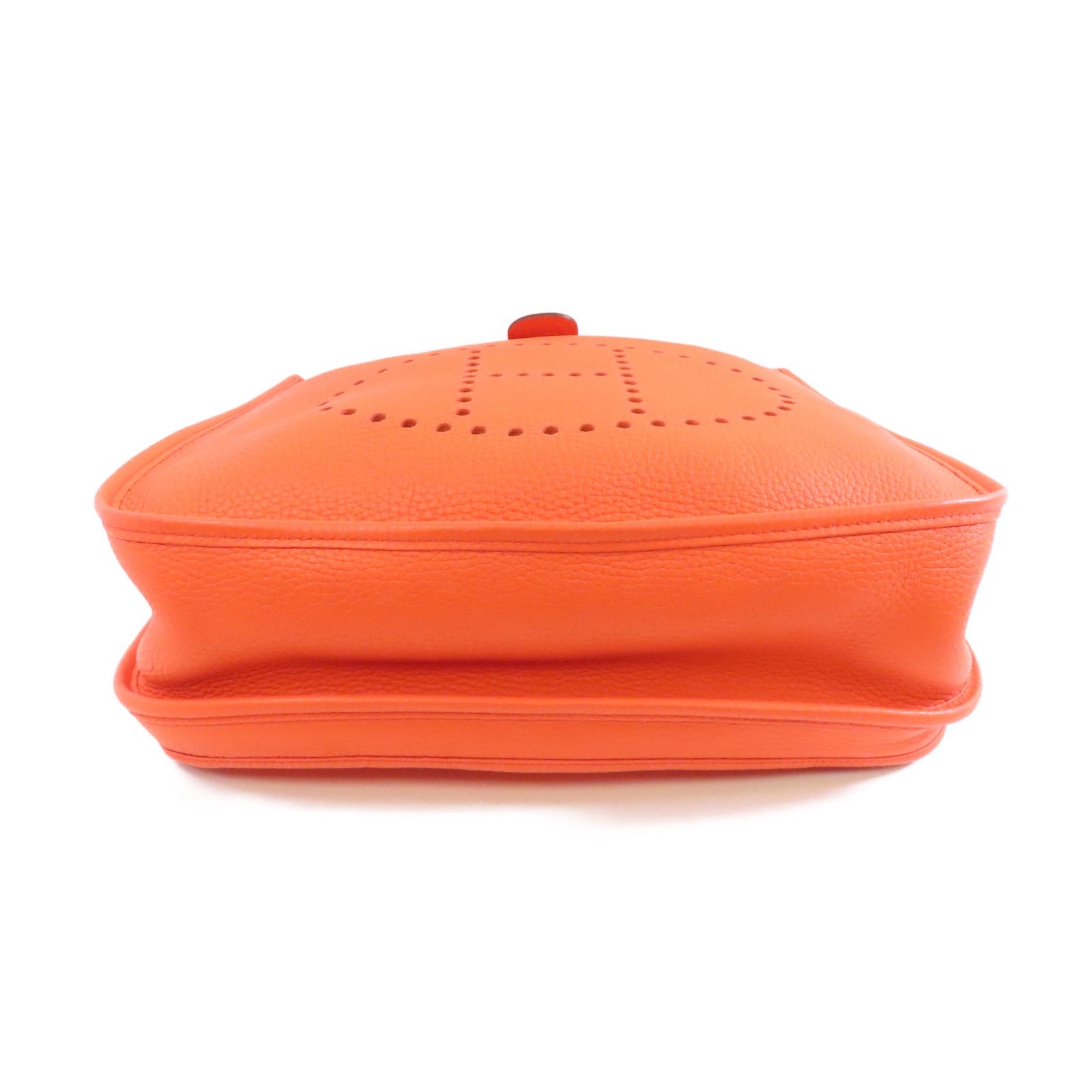 HERMES Clemence皮革Evelyne GM銀扣肩背袋Orange橙色