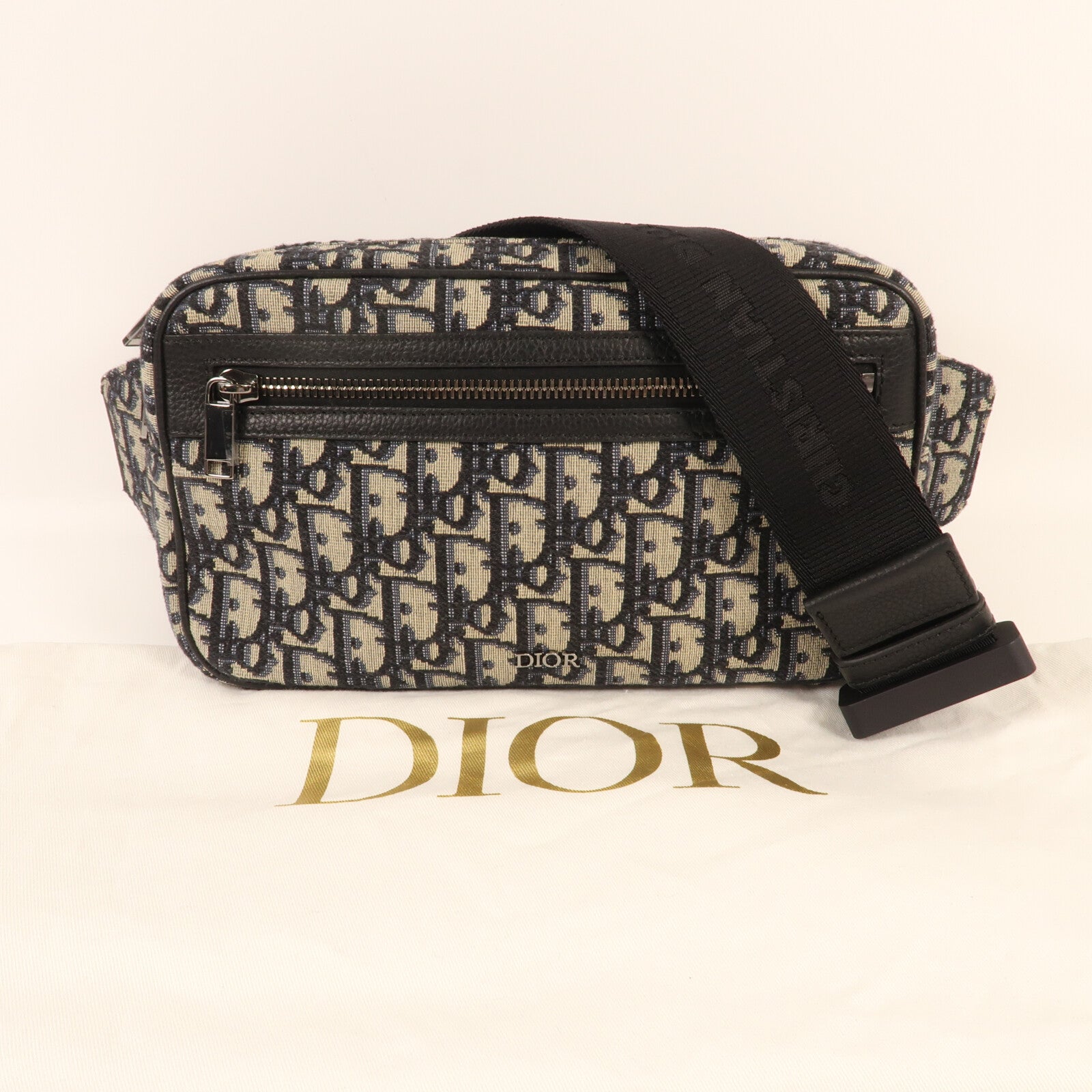 Dior 帆布Belt Bag銀扣腰包
