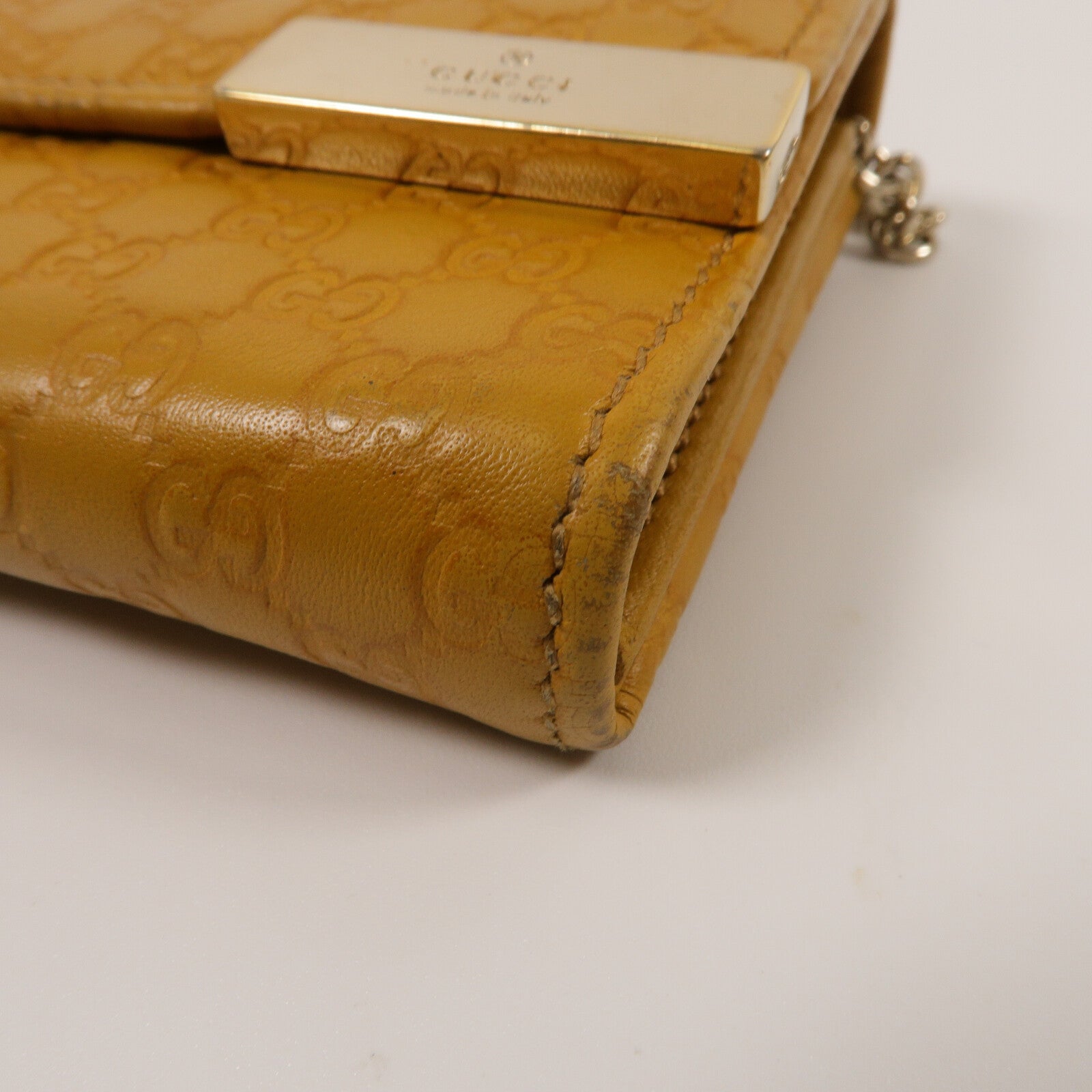 GUCCI 牛皮皮革Pouch Long wallet鏈帶肩背袋