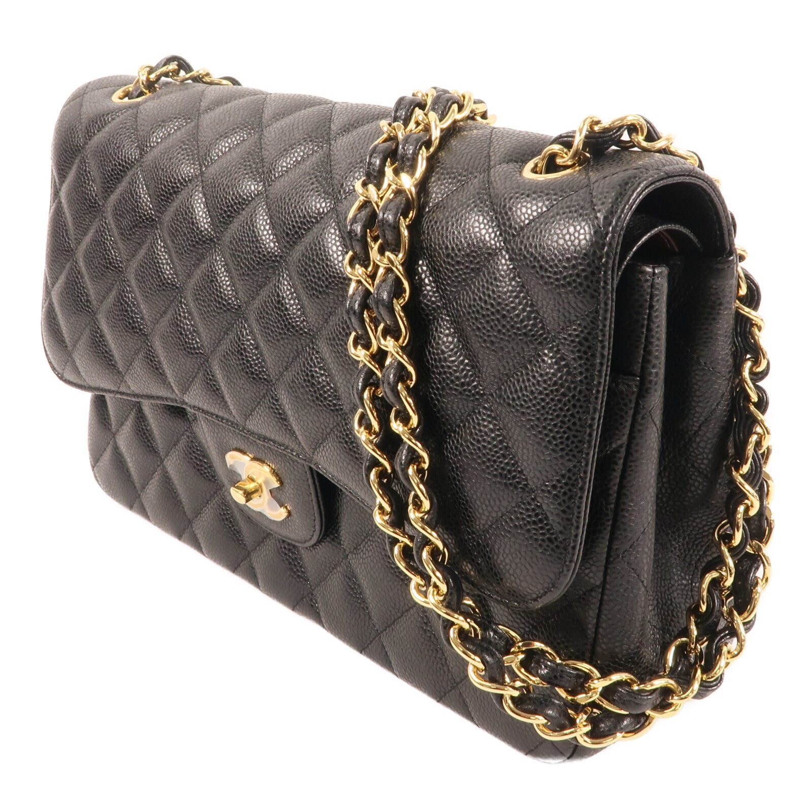 CHANEL 牛皮皮革Large Classic金扣鏈帶肩背袋