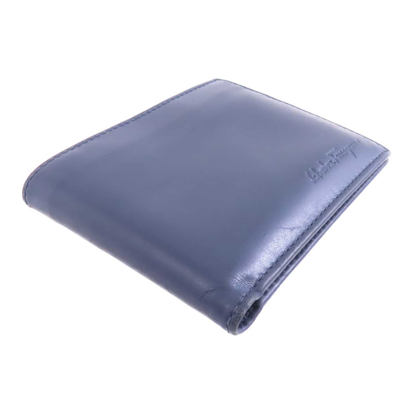 Salvatore Ferragamo 【激減優惠】牛皮皮革Wallet錢包藍色