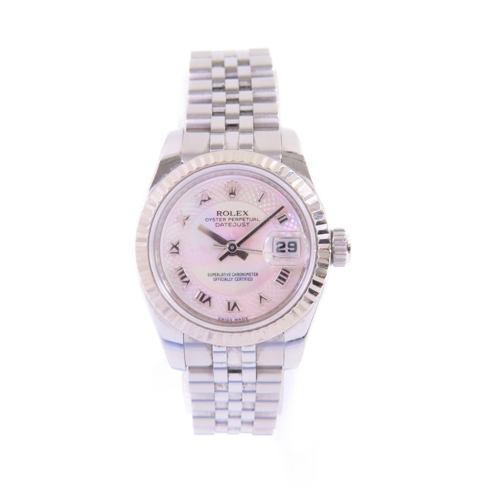 ROLEX Lady Datejust 26mm Watch不鏽鋼自動機芯手錶貝殼粉紅色