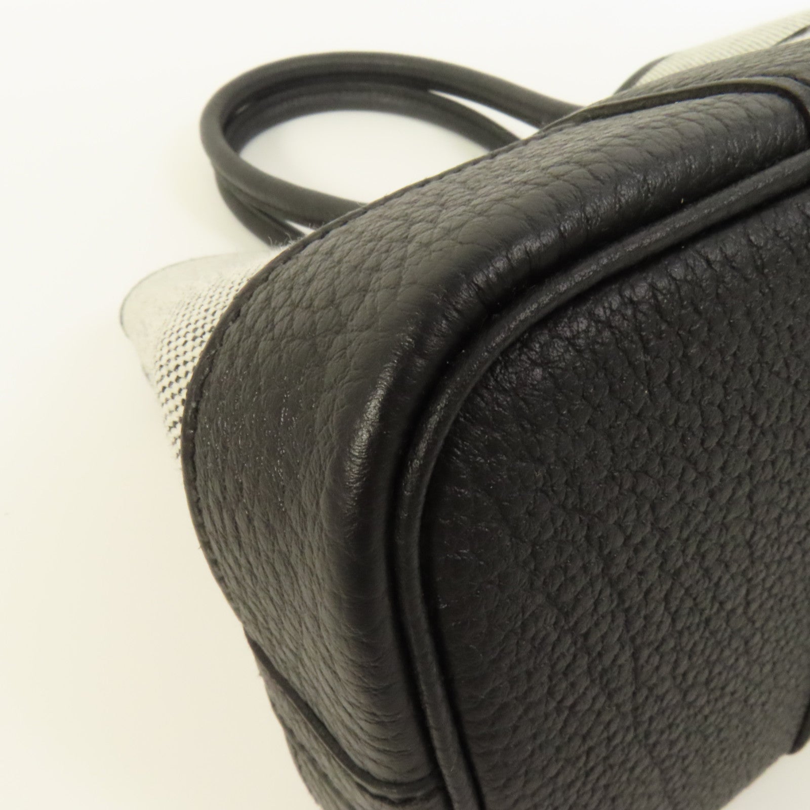 HERMES 帆布/Negonda皮革Garden Party 23銀扣手挽袋Noir
