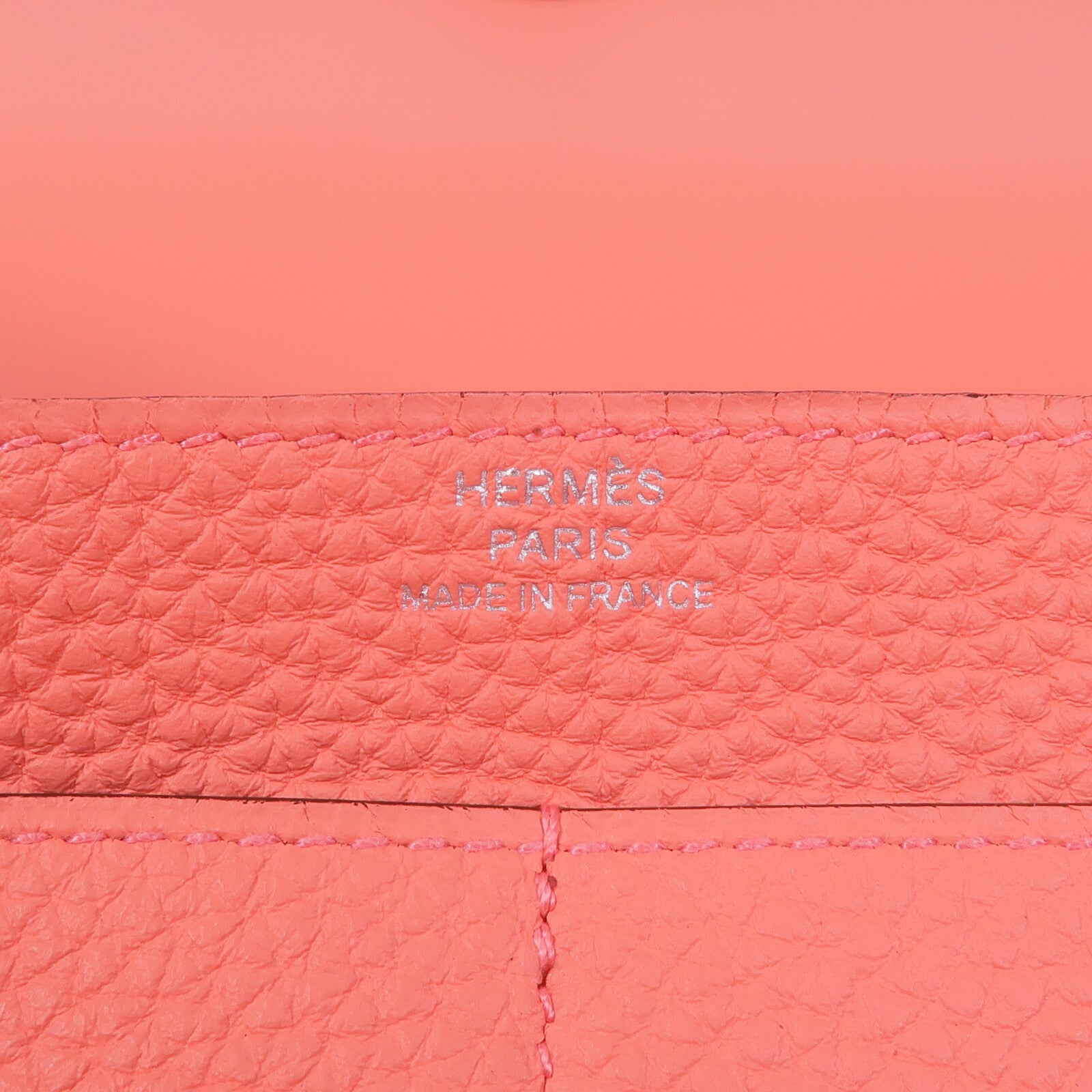 HERMES 【激減優惠】Clemence皮革Dogon銀扣長錢包Rose Candy