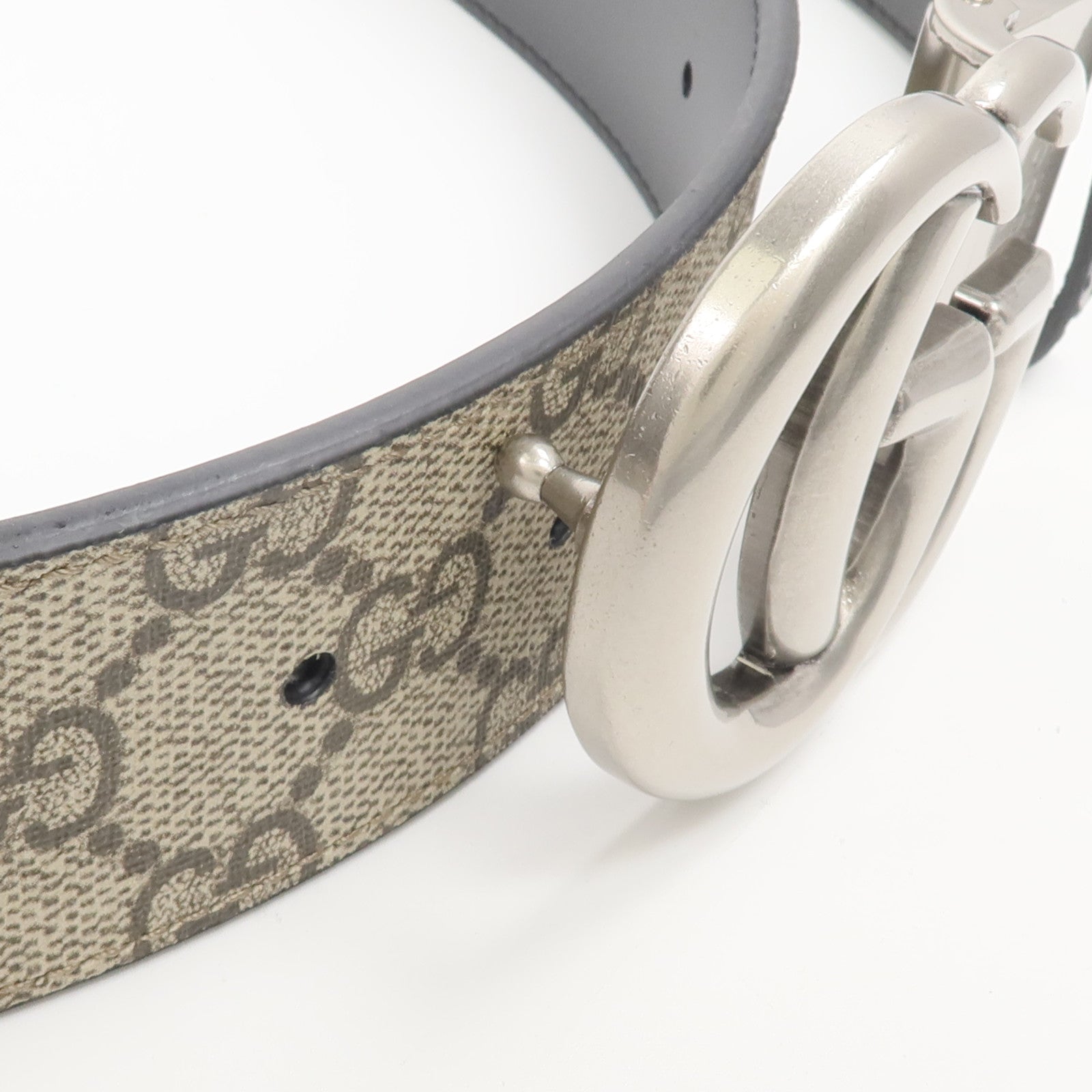 GUCCI 塗層帆布/牛皮皮革Reversible G Buckle Belt 90cm皮帶