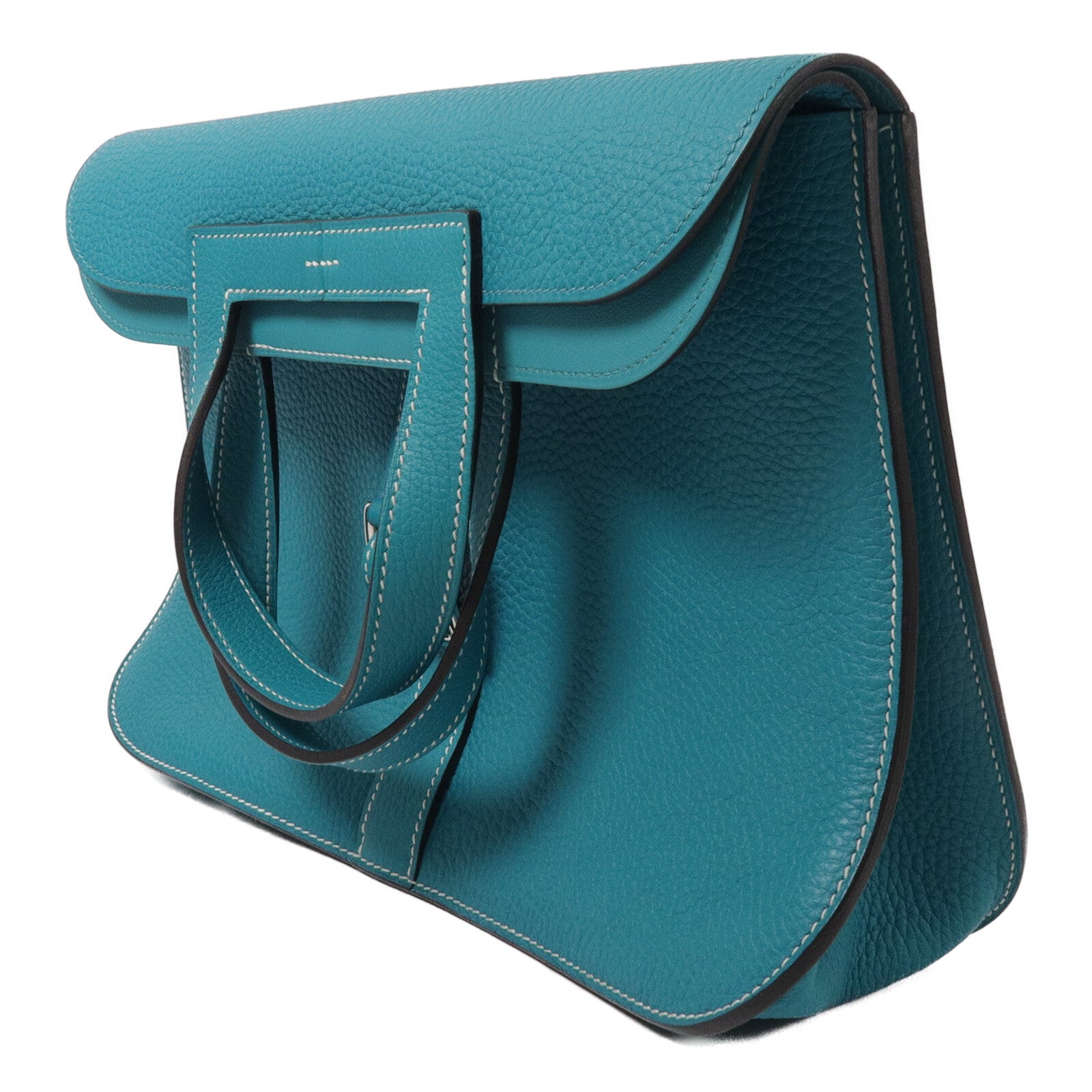 HERMES Clemence皮革Halzan 31手挽肩背兩用袋Vert Verone