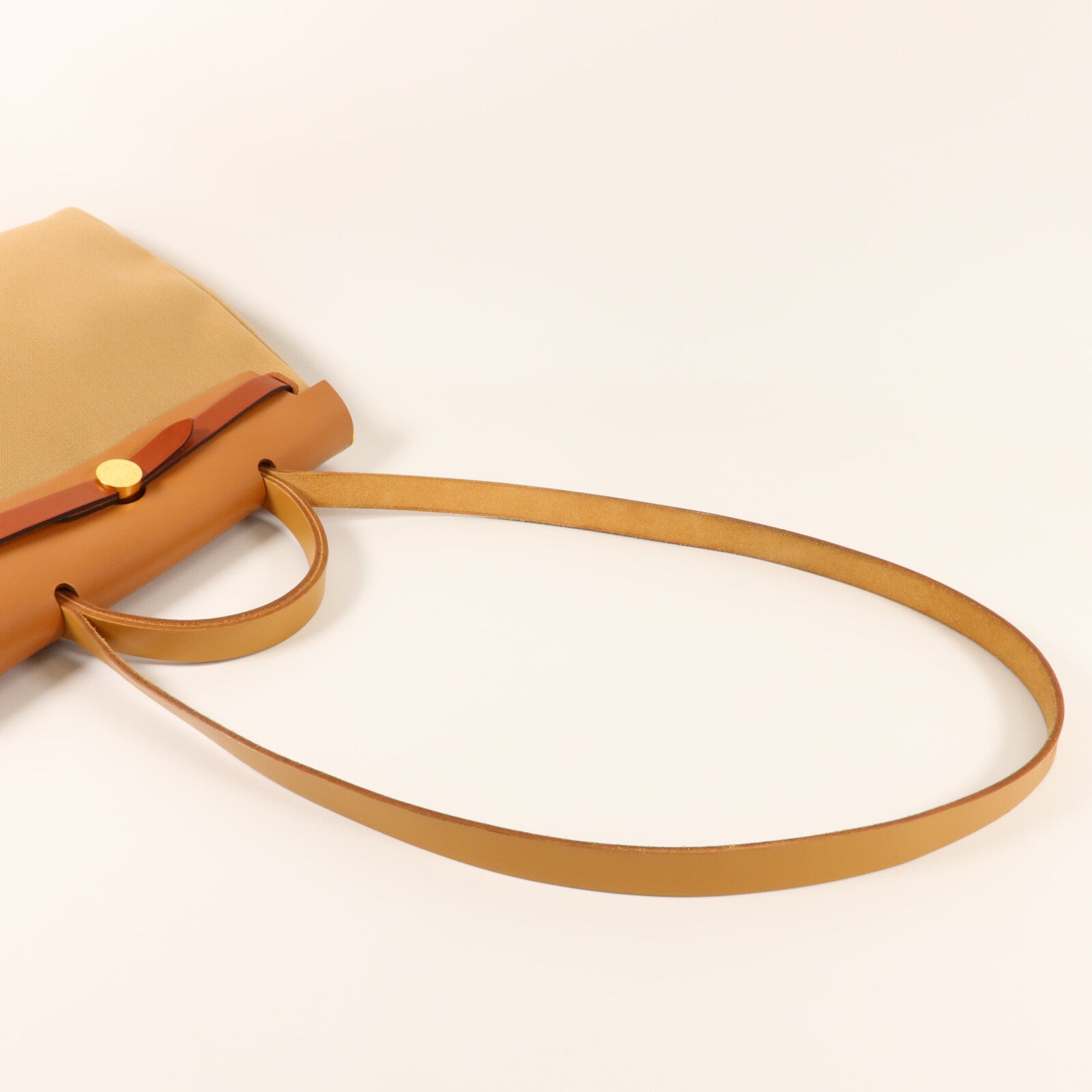 HERMES 帆布Herbag PM手挽肩背兩用袋Chai/Naturel-Sable/Fauve/Cuivre