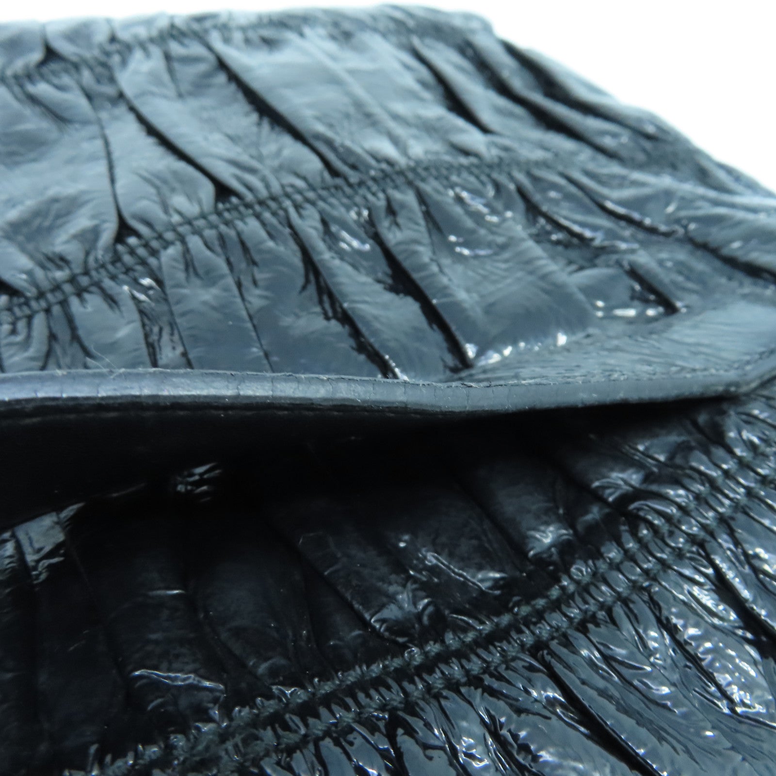 PRADA 漆皮皮革Clutch Bag金扣手拿包黑色