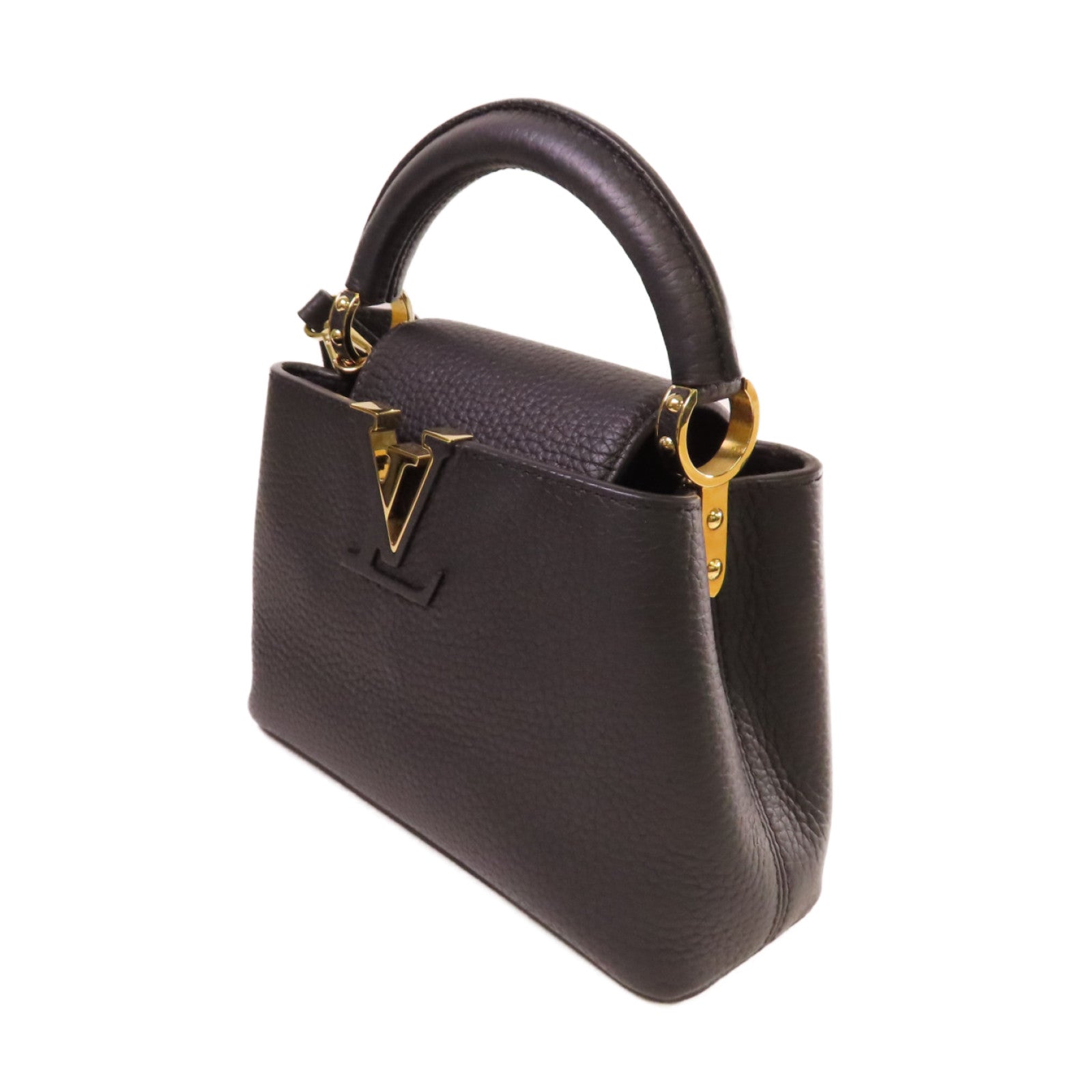 LOUIS VUITTON 【激減優惠】Taurillon Leather Capucines Mini 2Way Shoulder Bag金扣手挽肩背兩用袋黑色