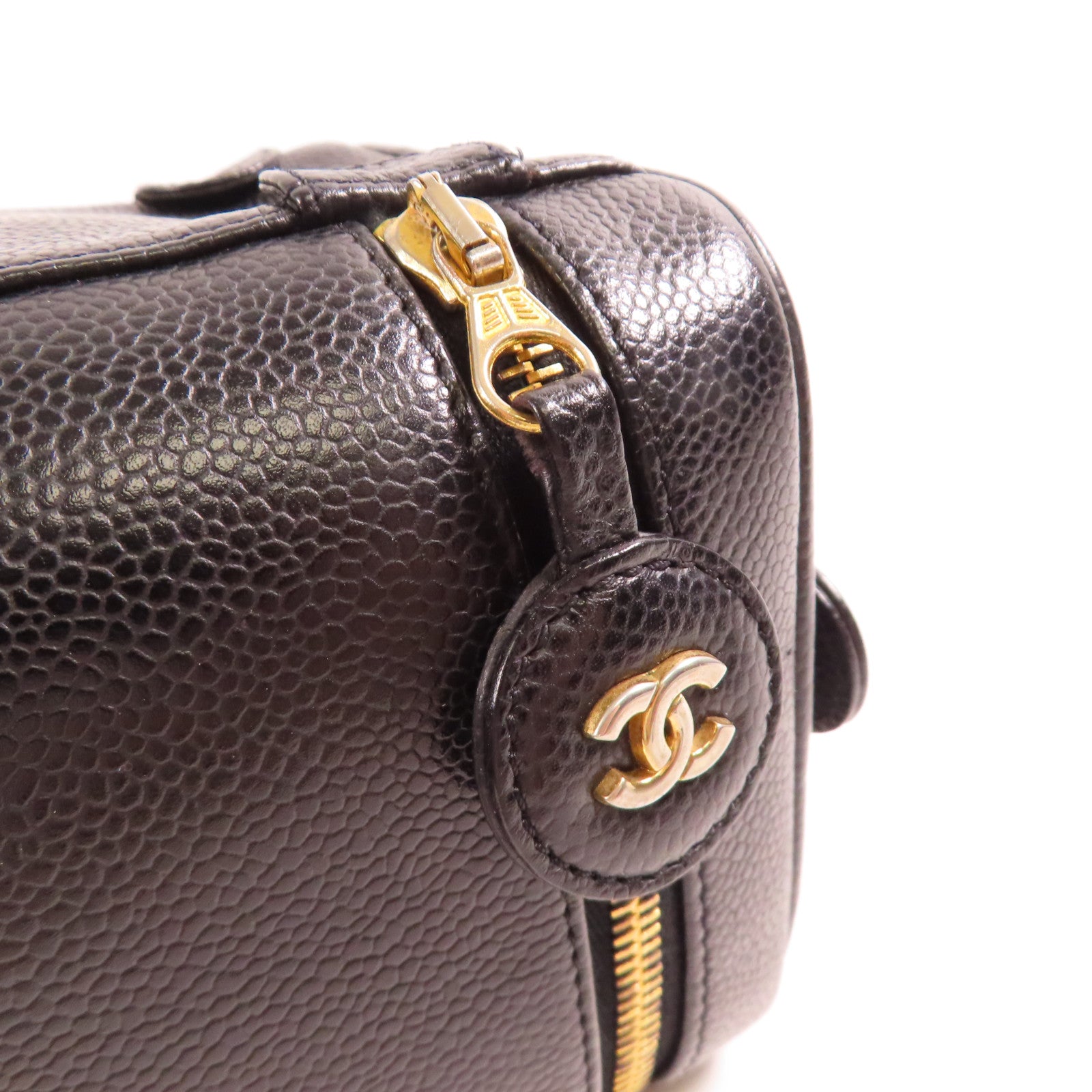 CHANEL 牛皮皮革Vanity金扣手挽袋