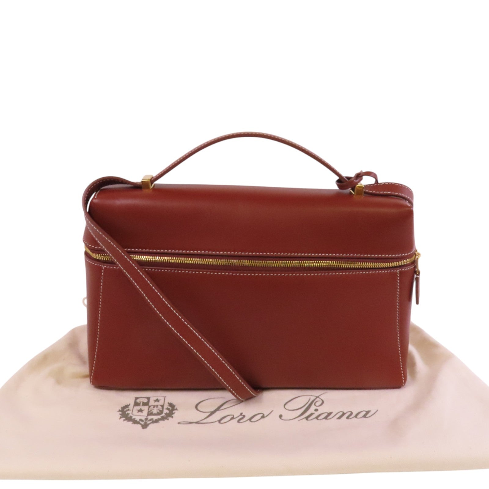 Loro Piana 牛皮皮革Extra Bag L27金扣手挽肩背兩用袋