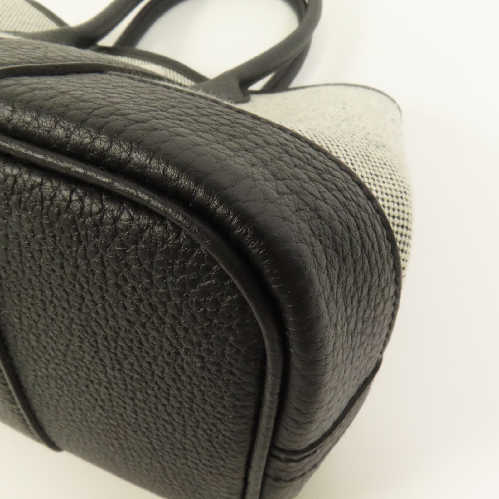 HERMES 帆布/Negonda皮革Garden Party 23銀扣手挽袋Noir