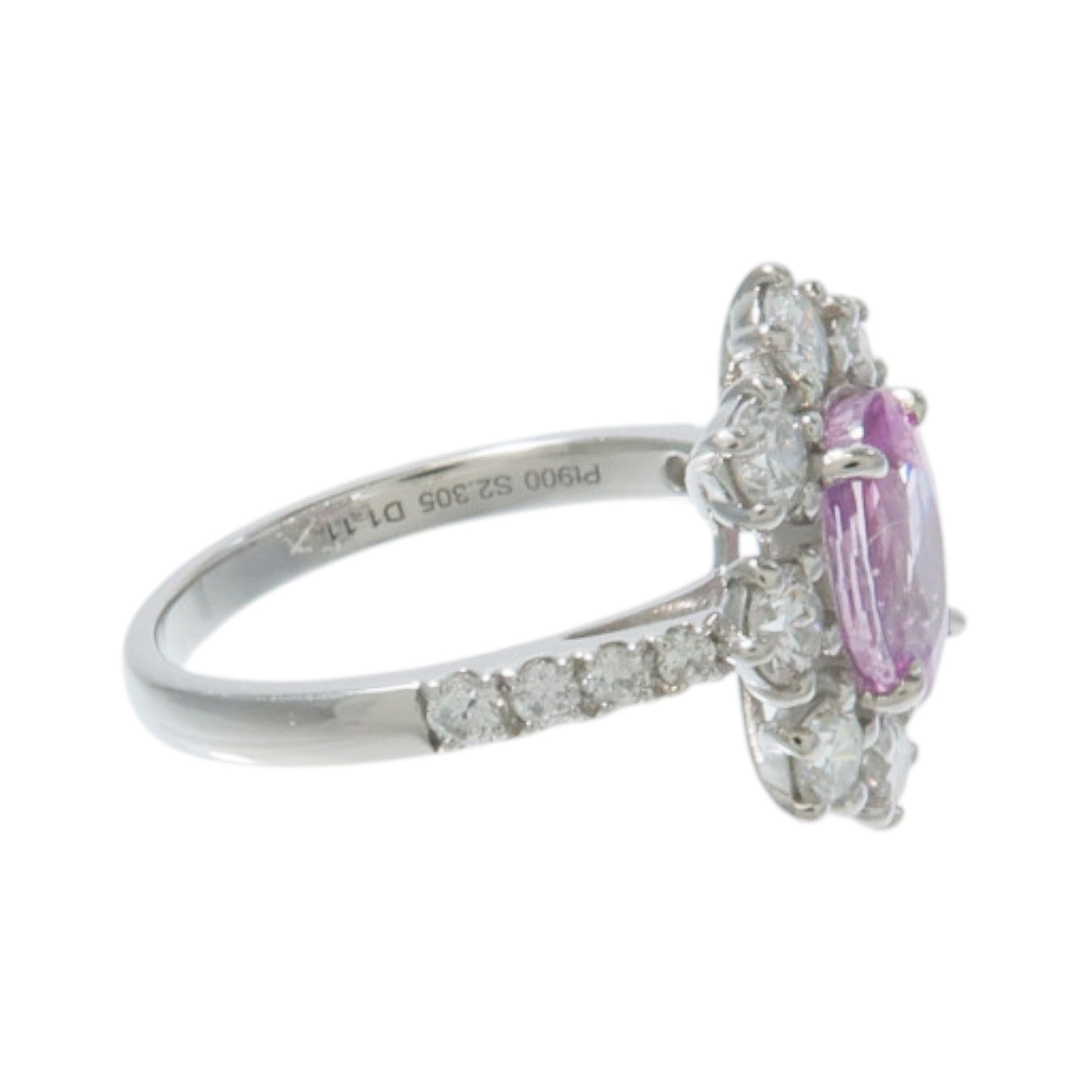 JEWELRY PT900鉑金Pink Sapphire Diamond Ring粉紅藍寶石/鑽石戒指