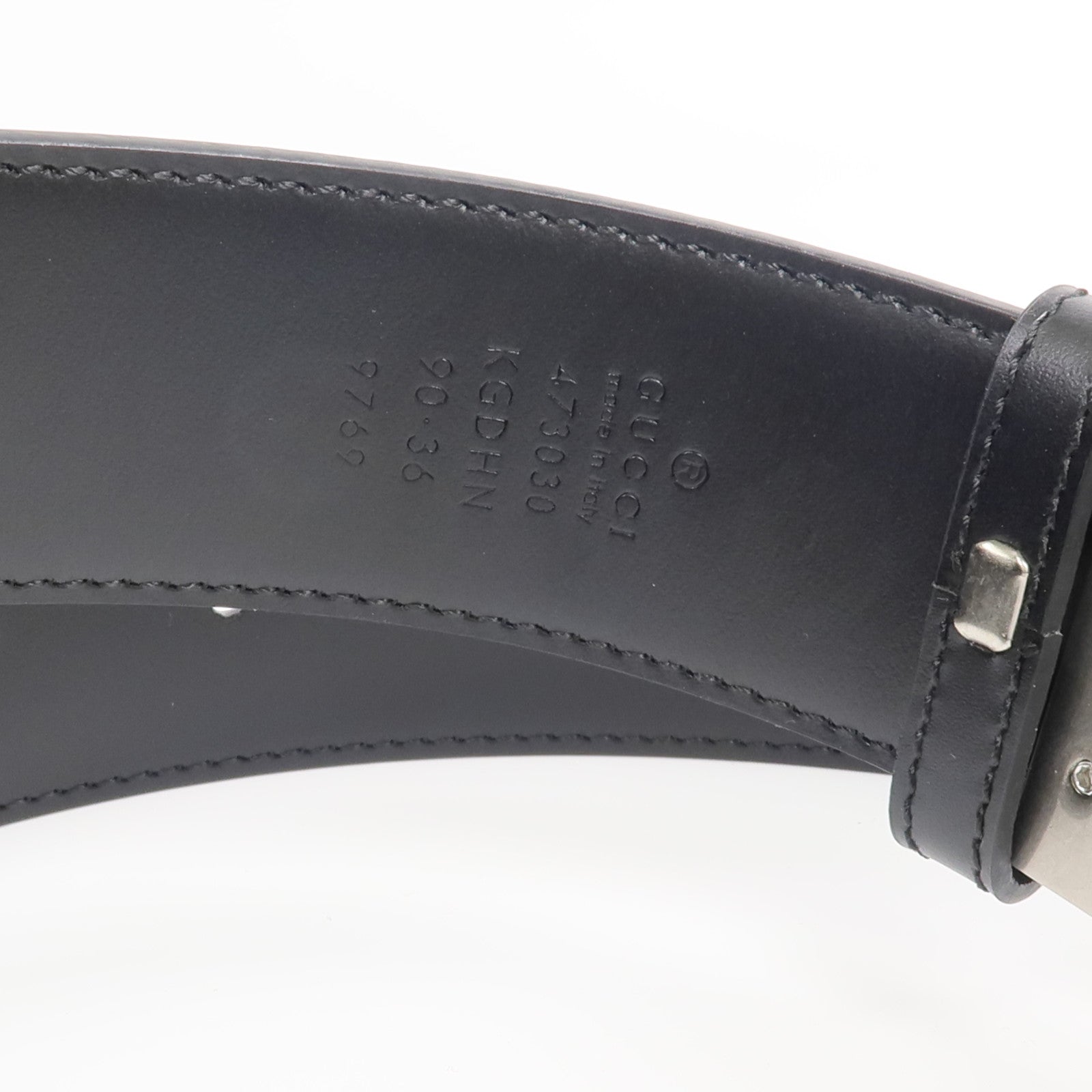GUCCI 塗層帆布/牛皮皮革Reversible G Buckle Belt 90cm皮帶
