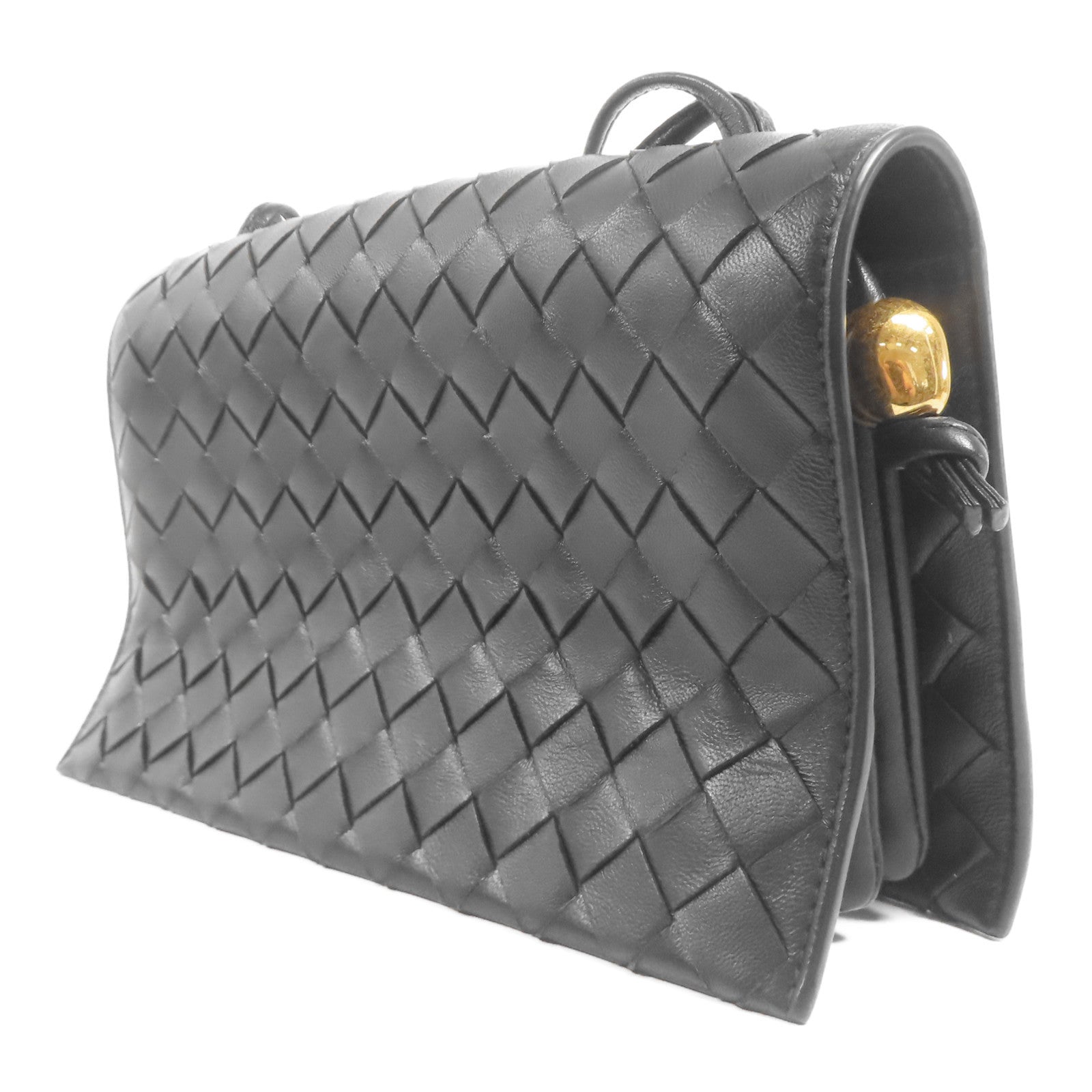BOTTEGA VENETA 【激減優惠】羊皮皮革Intrecciato Flap金扣肩背袋