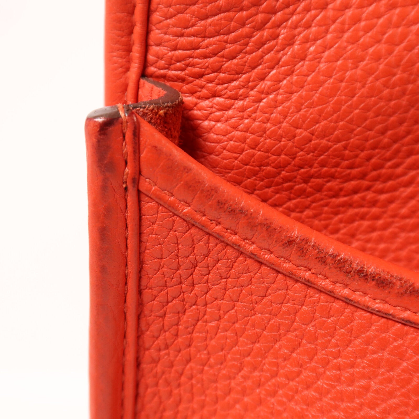 HERMES Clemence皮革Evelyne PM肩背袋Rouge Tomate