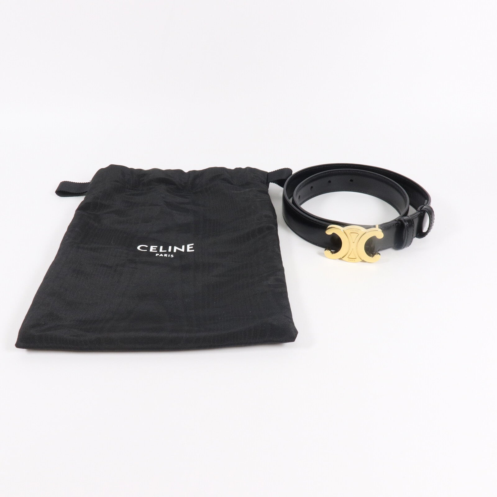 CELINE 牛皮皮革Triomphe Belt皮帶