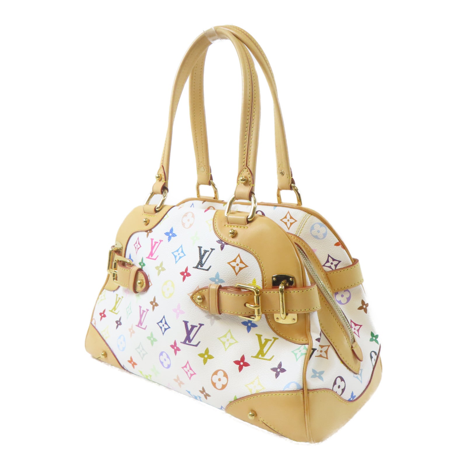 LOUIS VUITTON Monogram Multicolore Claudia金扣肩背袋白色/彩色