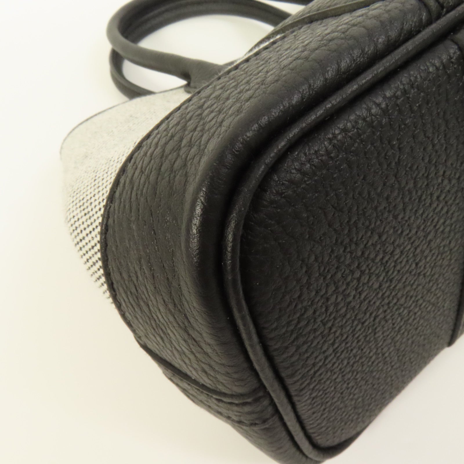 HERMES 帆布/Negonda皮革Garden Party 23銀扣手挽袋Noir
