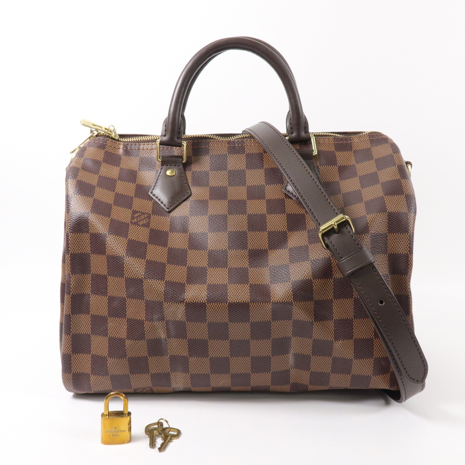 LOUIS VUITTON Damier Speedy Bandouliere 30手挽肩背兩用袋