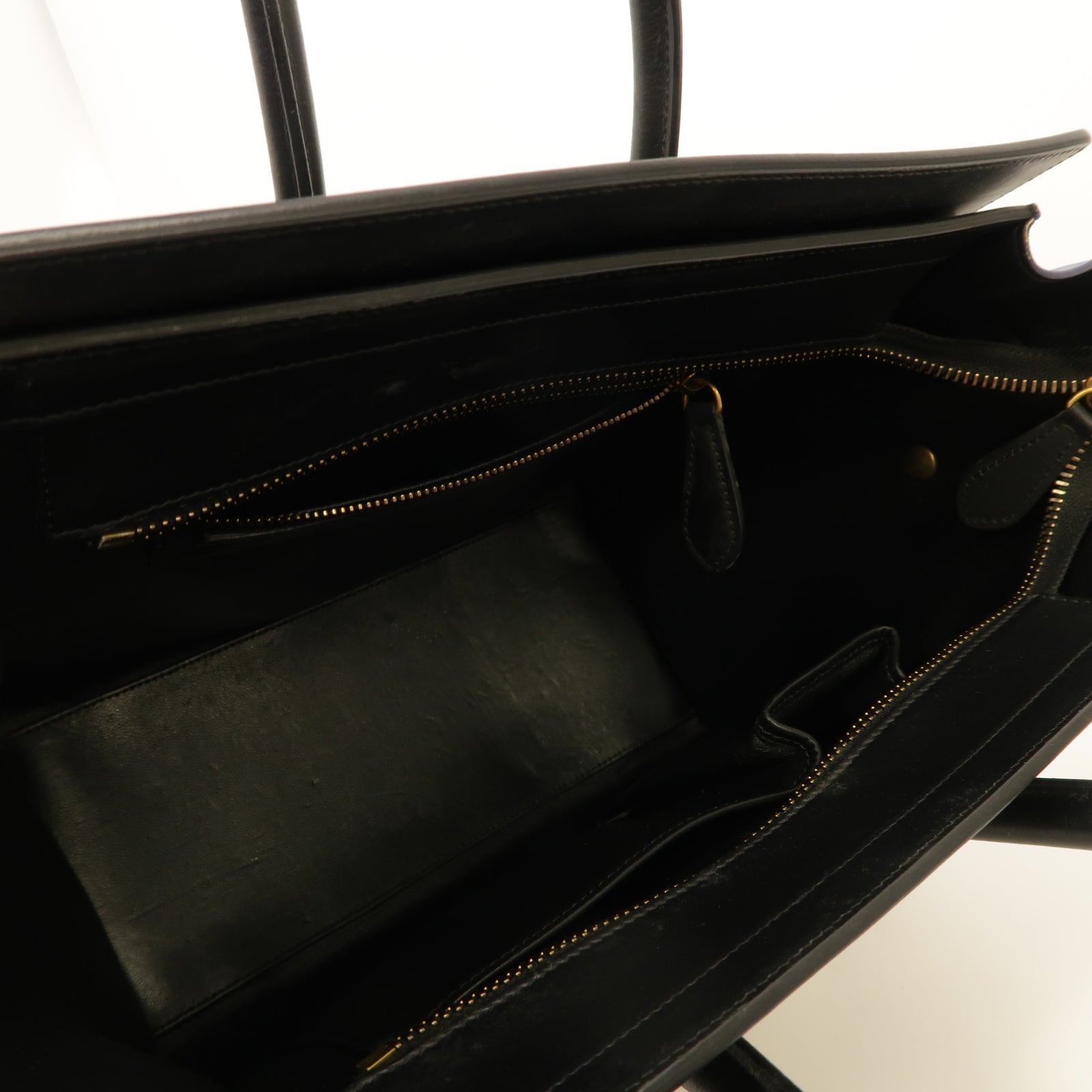 CELINE 牛皮皮革Mirco Luggage金扣手挽袋米色/黑色/藍色