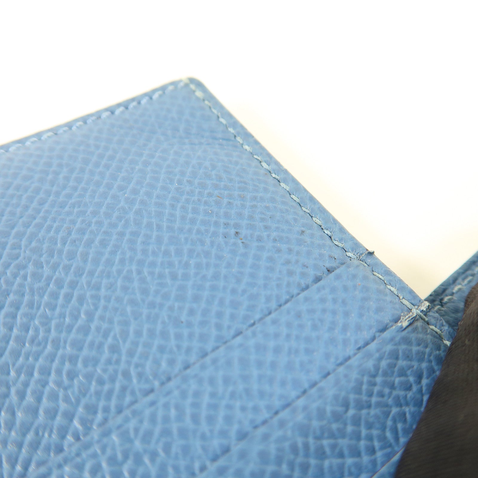 HERMES Epsom皮革Bearn Compant Wallet金扣錢包7R Bleu Azur