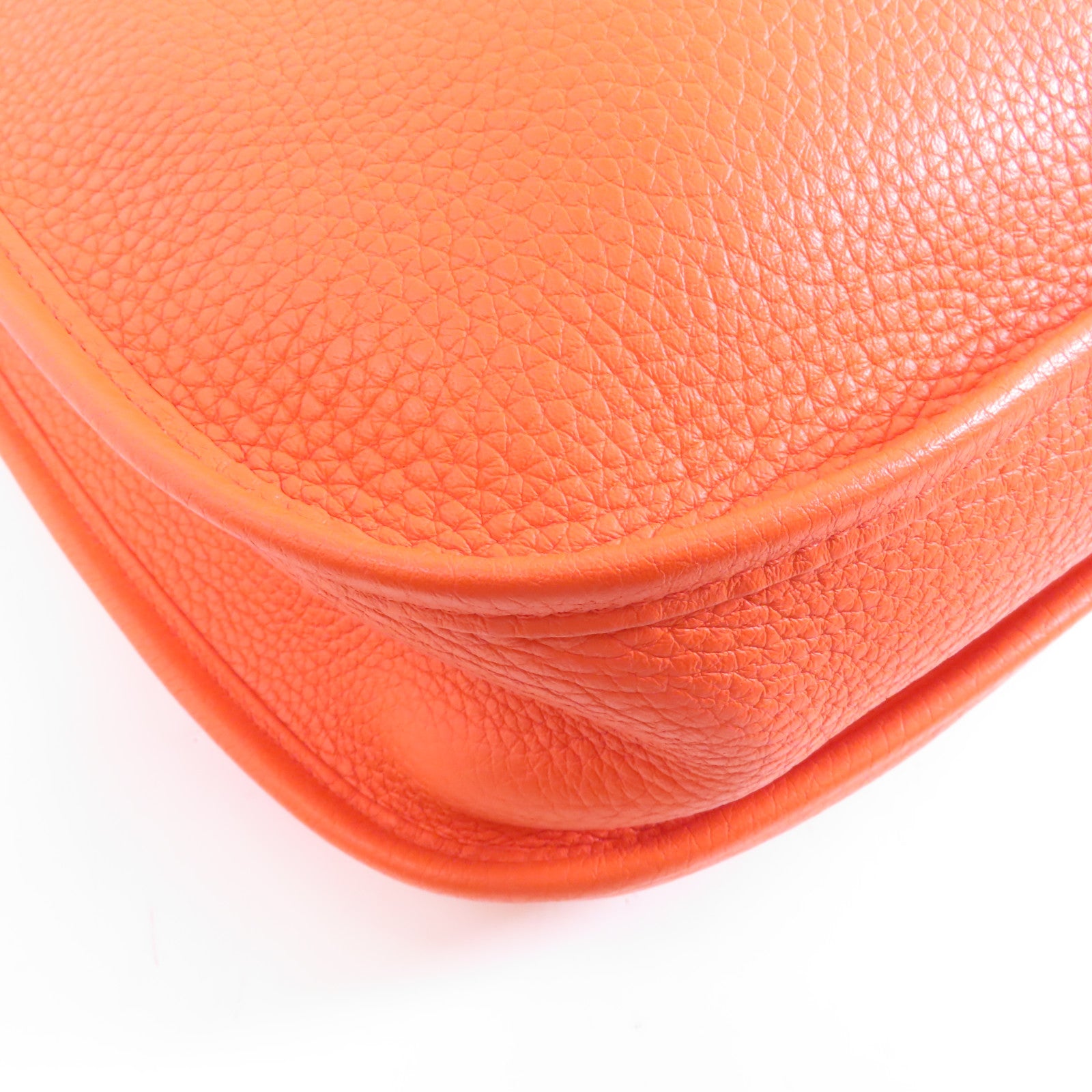 HERMES Clemence皮革Evelyne GM銀扣肩背袋Orange橙色