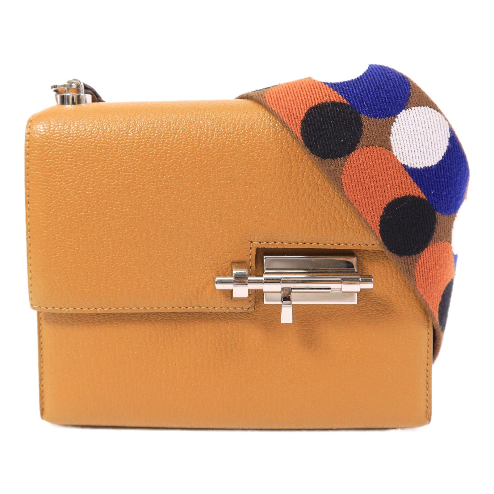 HERMES Chevre皮革Verrou Mini肩背袋Caramel