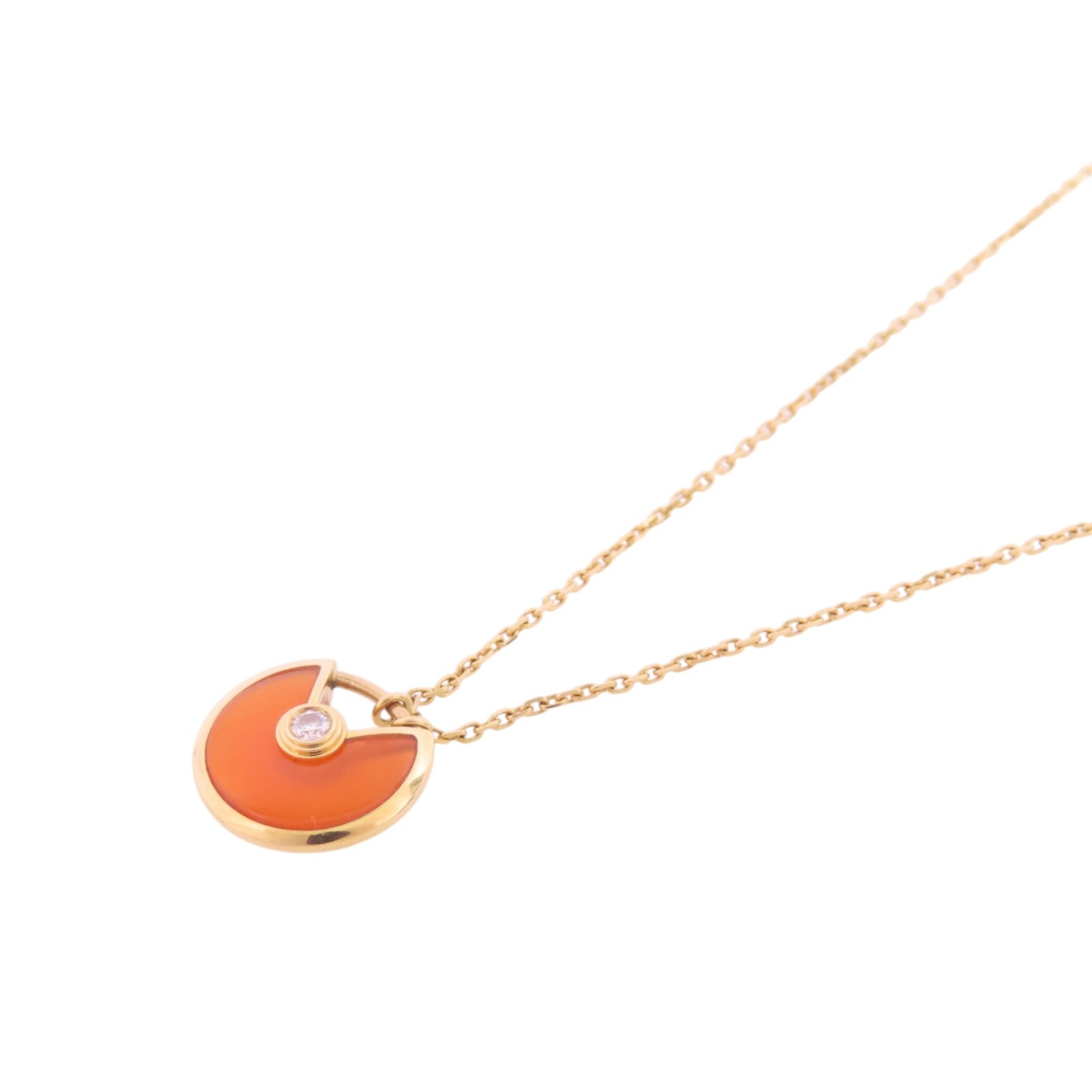 CARTIER 18K玫瑰金/紅玉髓/鑽石Amulette De Cartier Carnelian Diamond Nacklace項鏈
