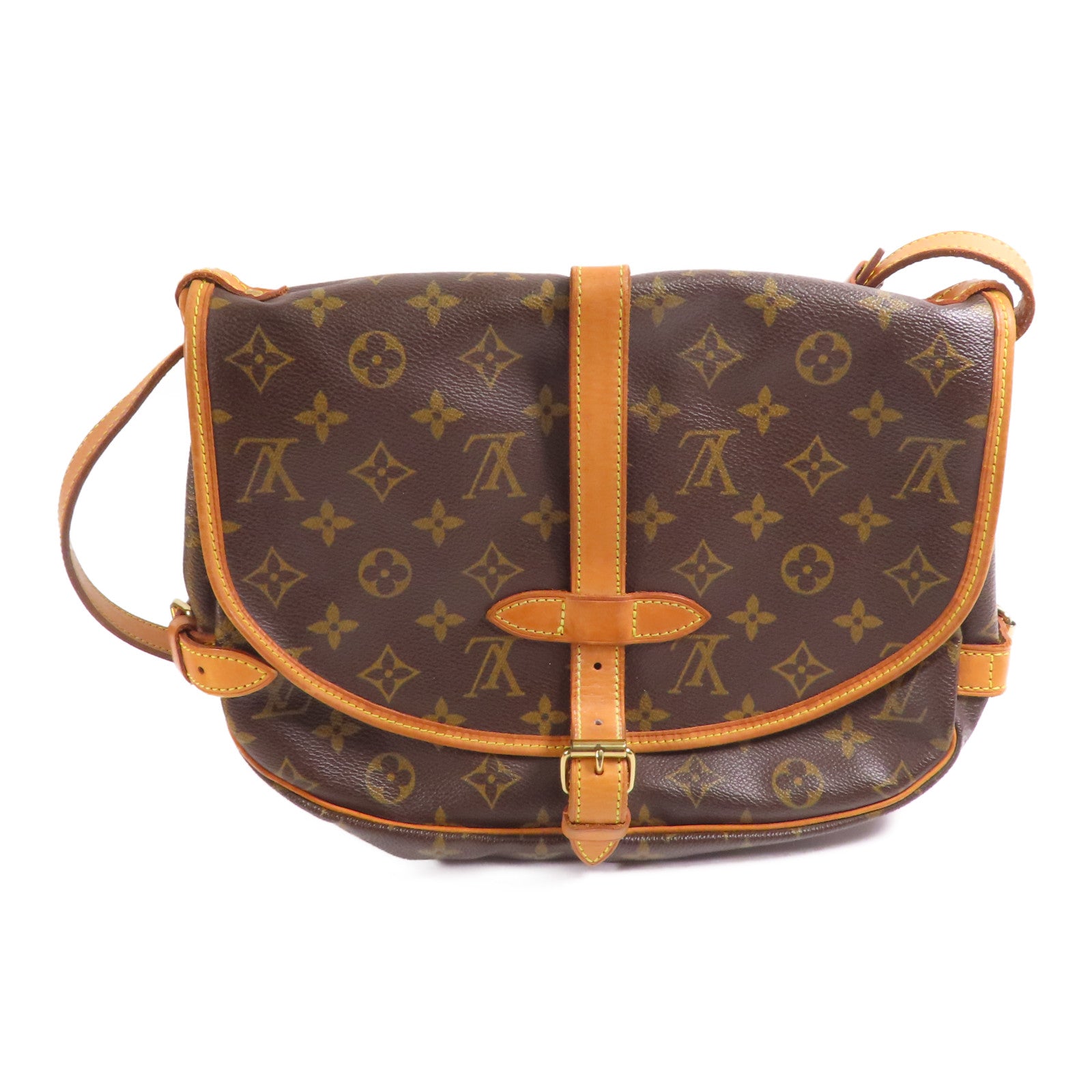 LOUIS VUITTON Monogram Saumur 30金扣肩背袋棕色