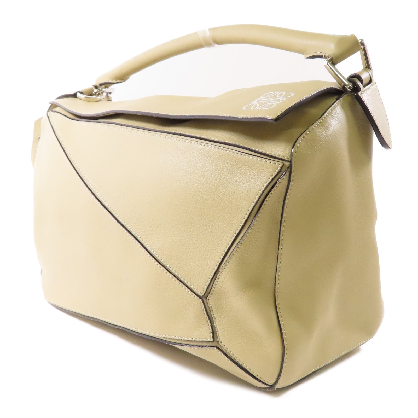 LOEWE 牛皮皮革Puzzle Large銀扣手挽肩背兩用袋