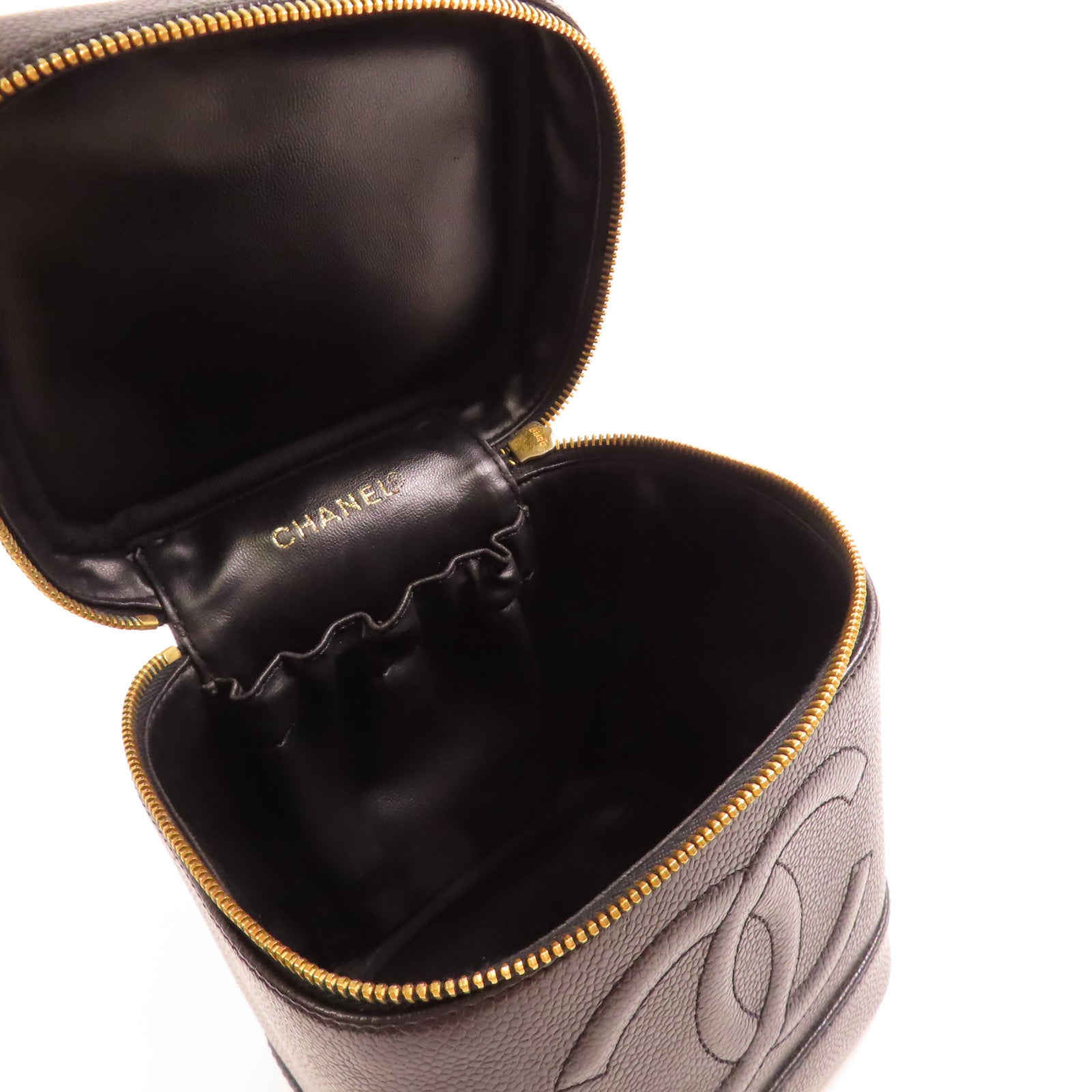 CHANEL 牛皮皮革Vanity金扣手挽袋