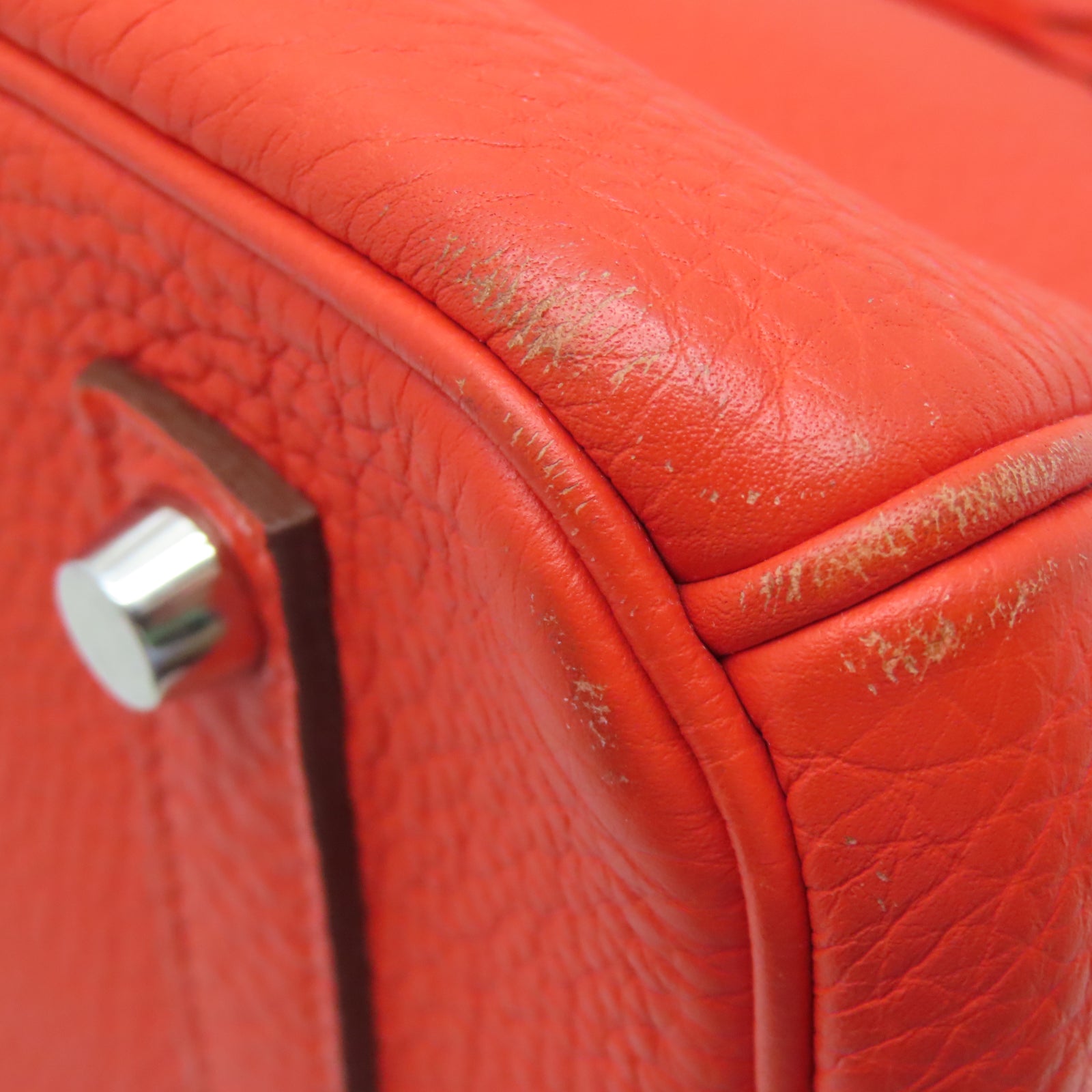 HERMES 【激減優惠】Togo皮革Birkin 35銀扣手挽袋火橘色